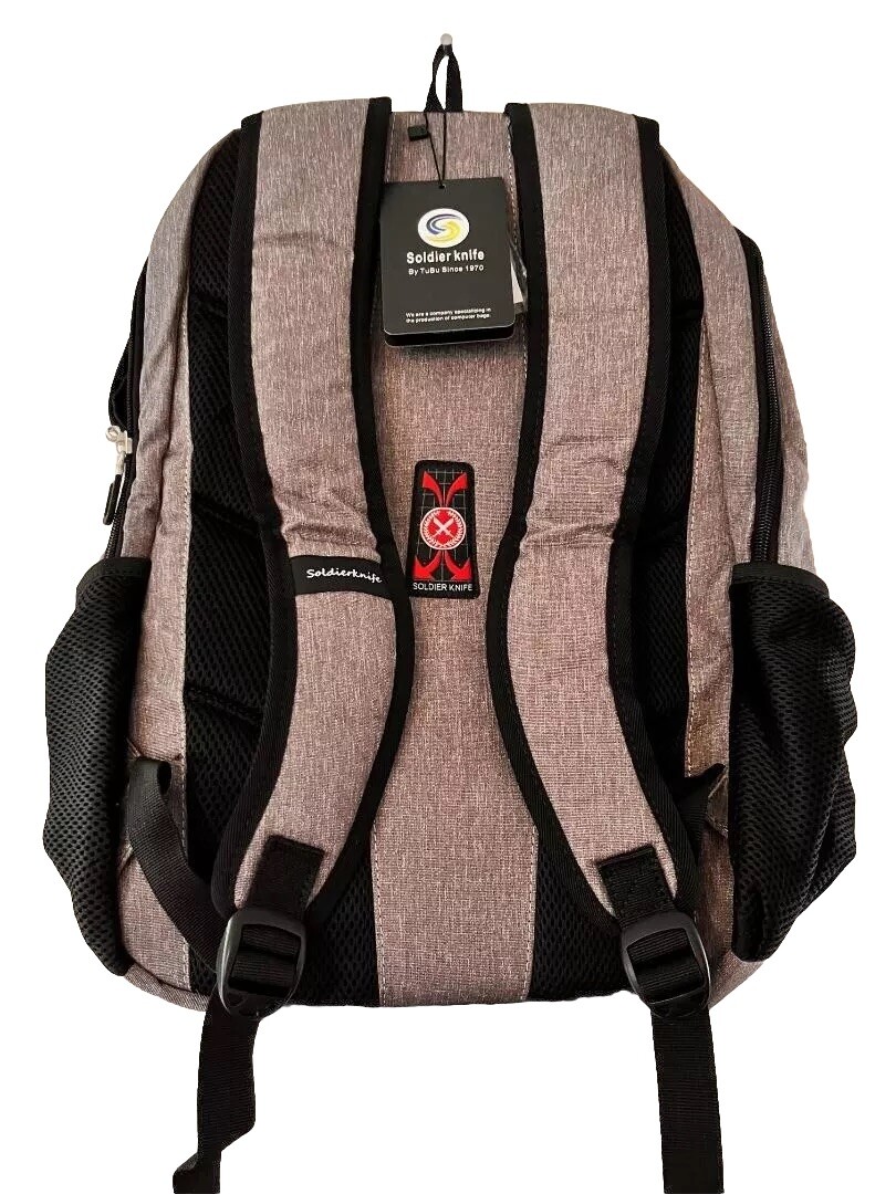NWT SOLDIER KNIFE CANVAS COMPUTER BAG GRAY BACKBACK NEW