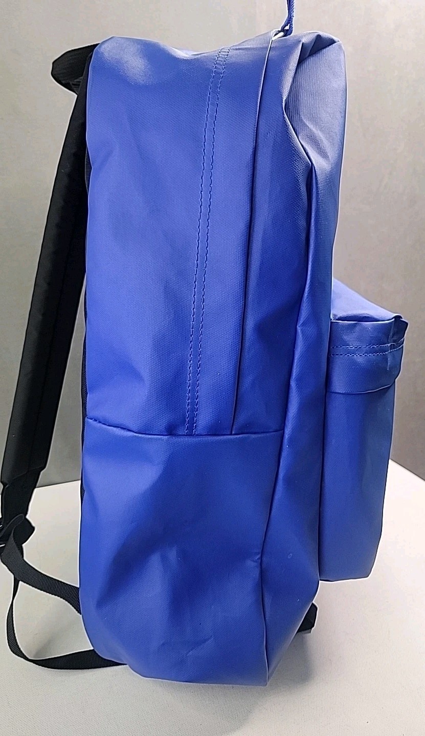 RARE JanSport Coated Royal Blue Backpack Hyperbreak Bag Water Bottle Holder