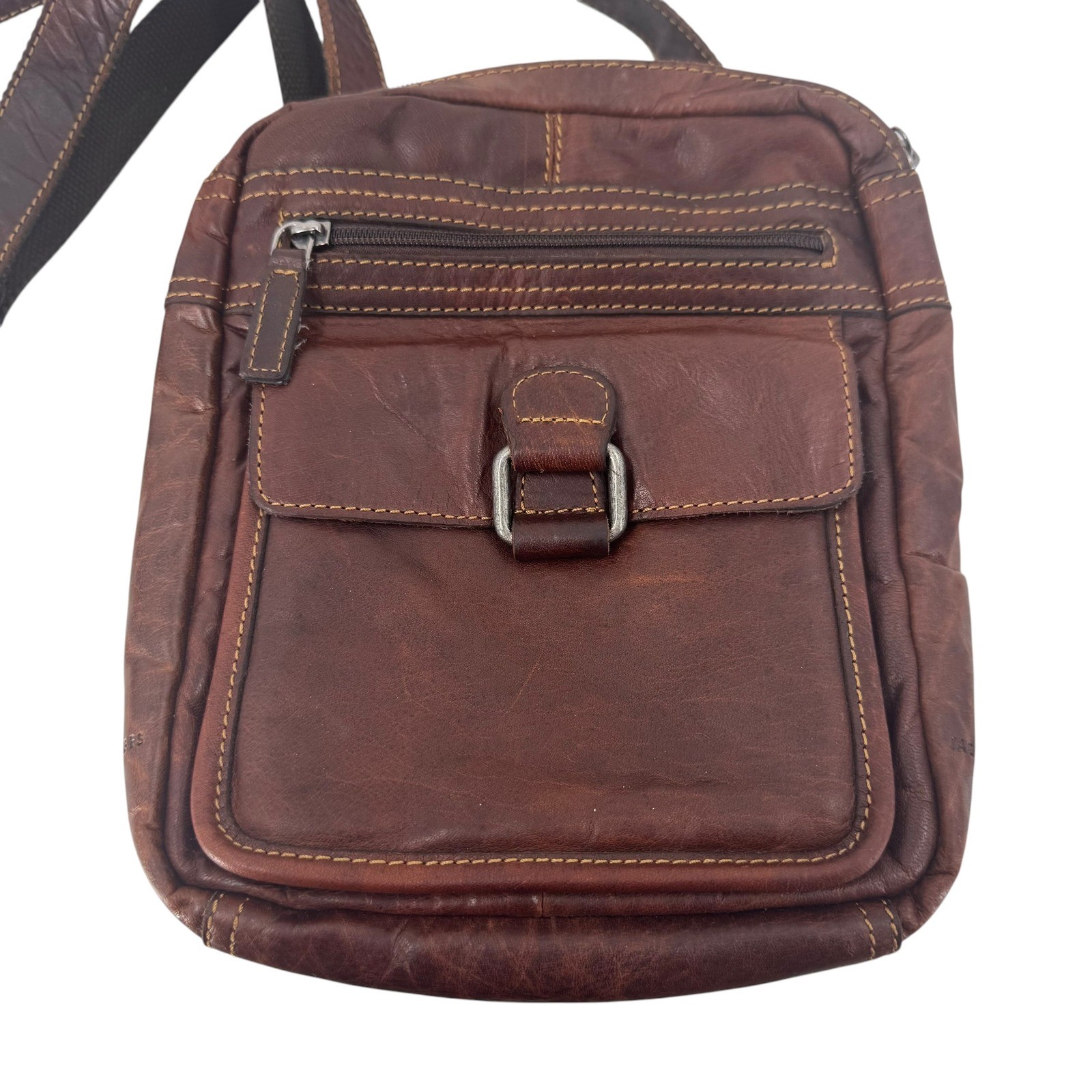 Jack Georges Brown Leather Crossbody Messenger Bag Small Vertical Tablet Bag