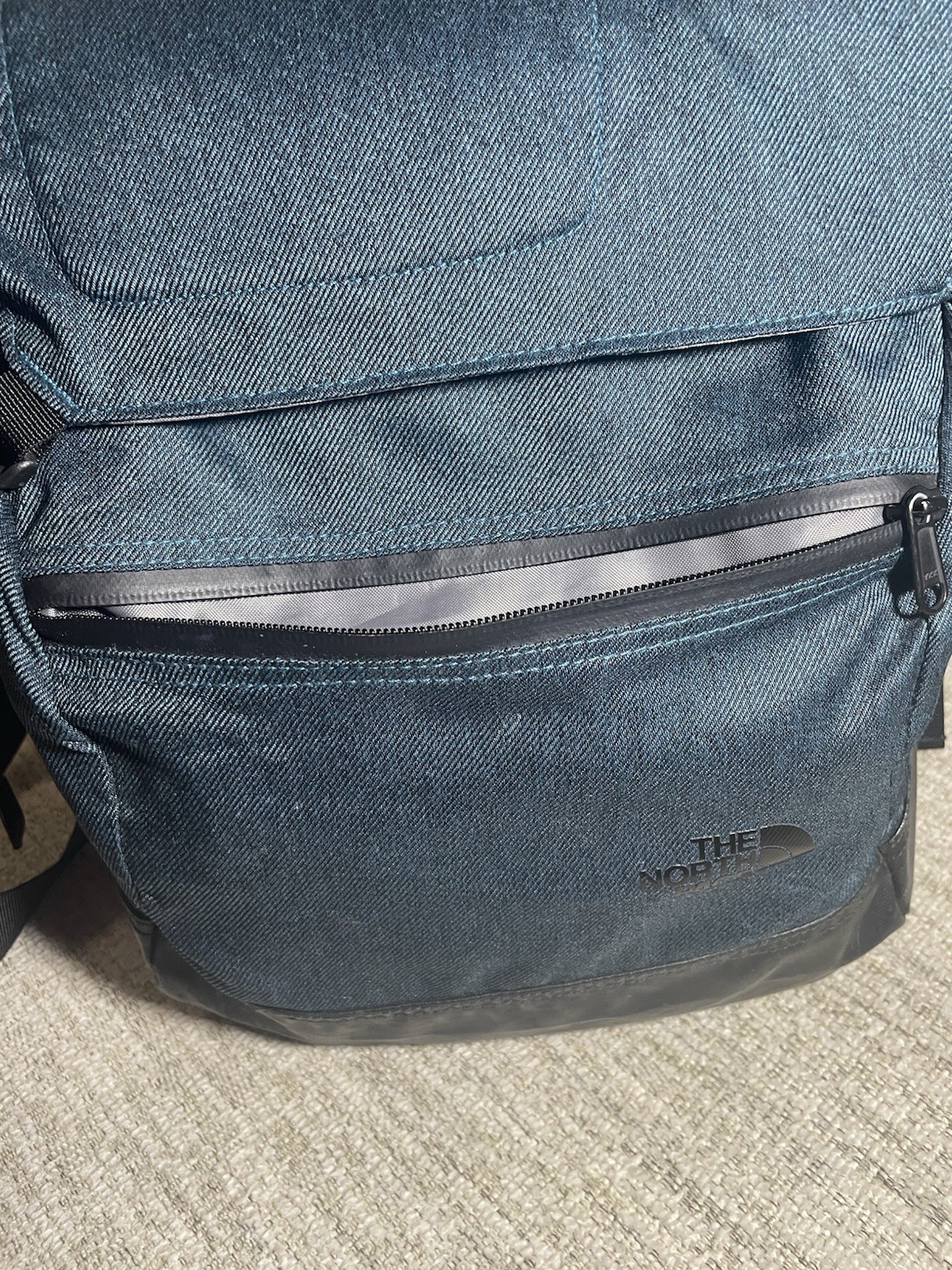 The North Face Messenger Bag Denim-Look Laptop Satchel Urban Commuter