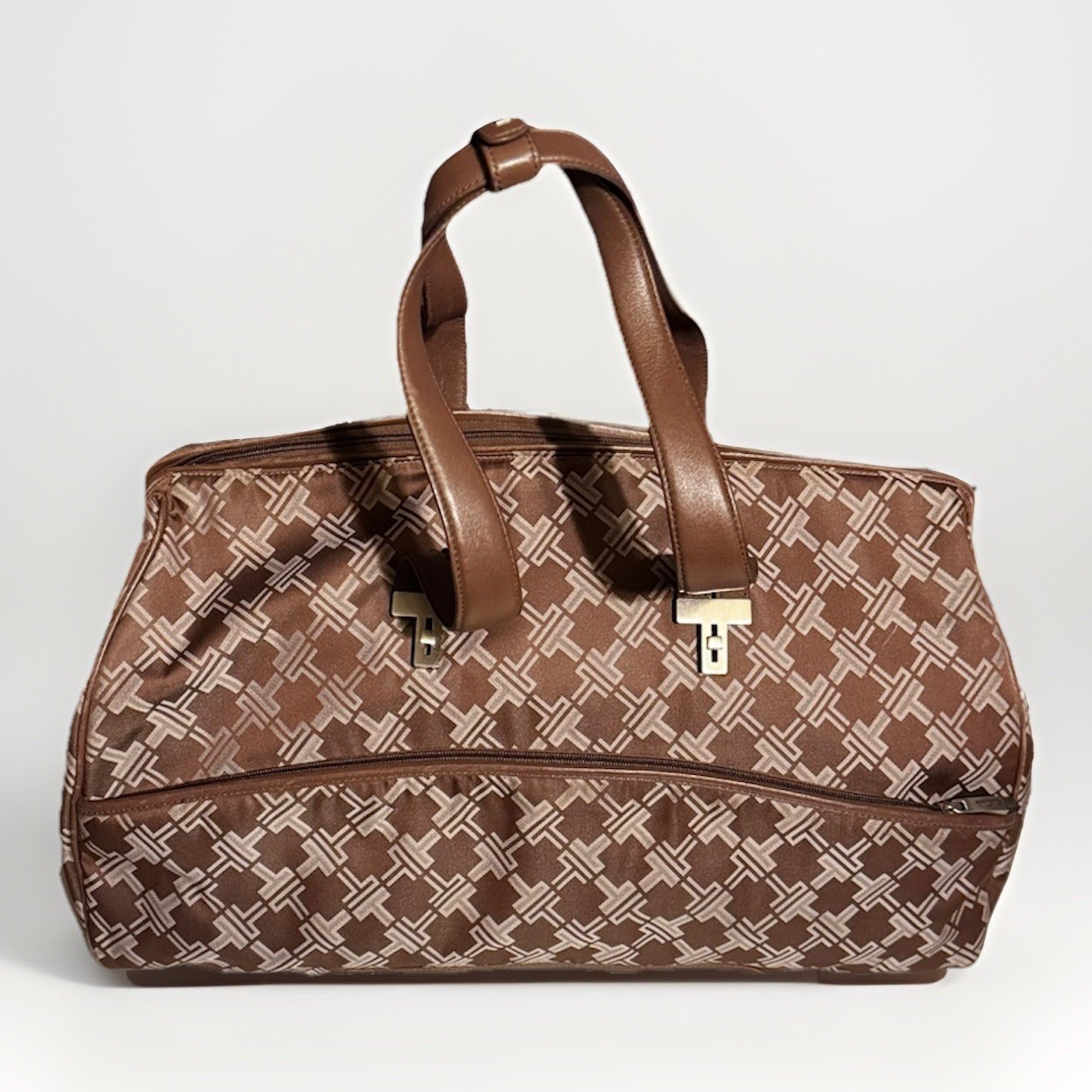 TUMI Signature Collection Logo Nylon Weekender Carry-On Duffle Travel Bag Brown