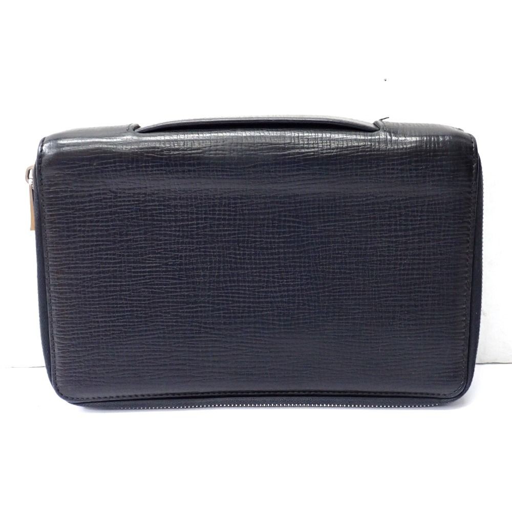 Bally Second Bag Clutch Travel Case Organizer Double Zip Black 23x15x4cm