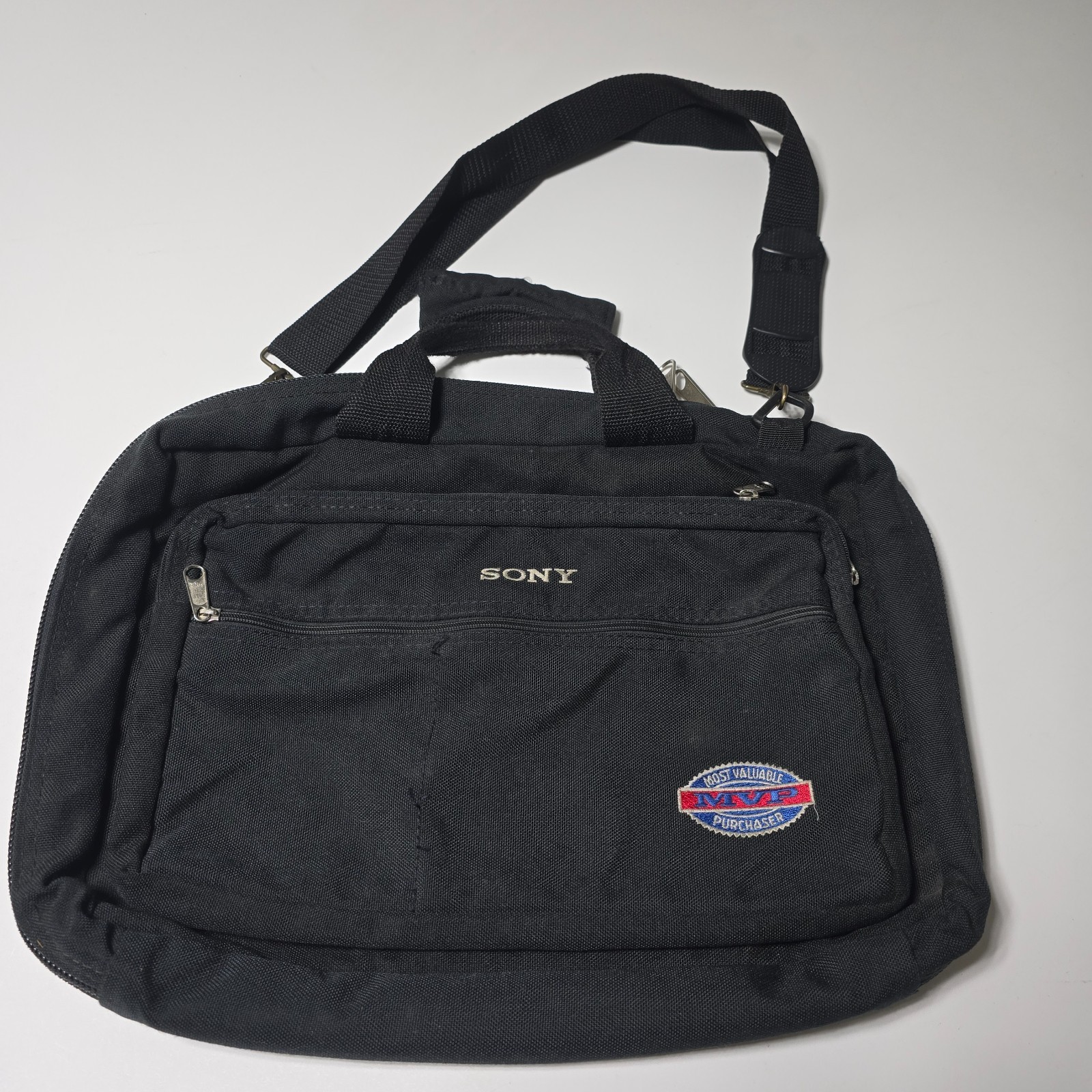 Sony Messenger Bag Mens Black Most Valuable Purchaser MVP Patch Adjustable Strap
