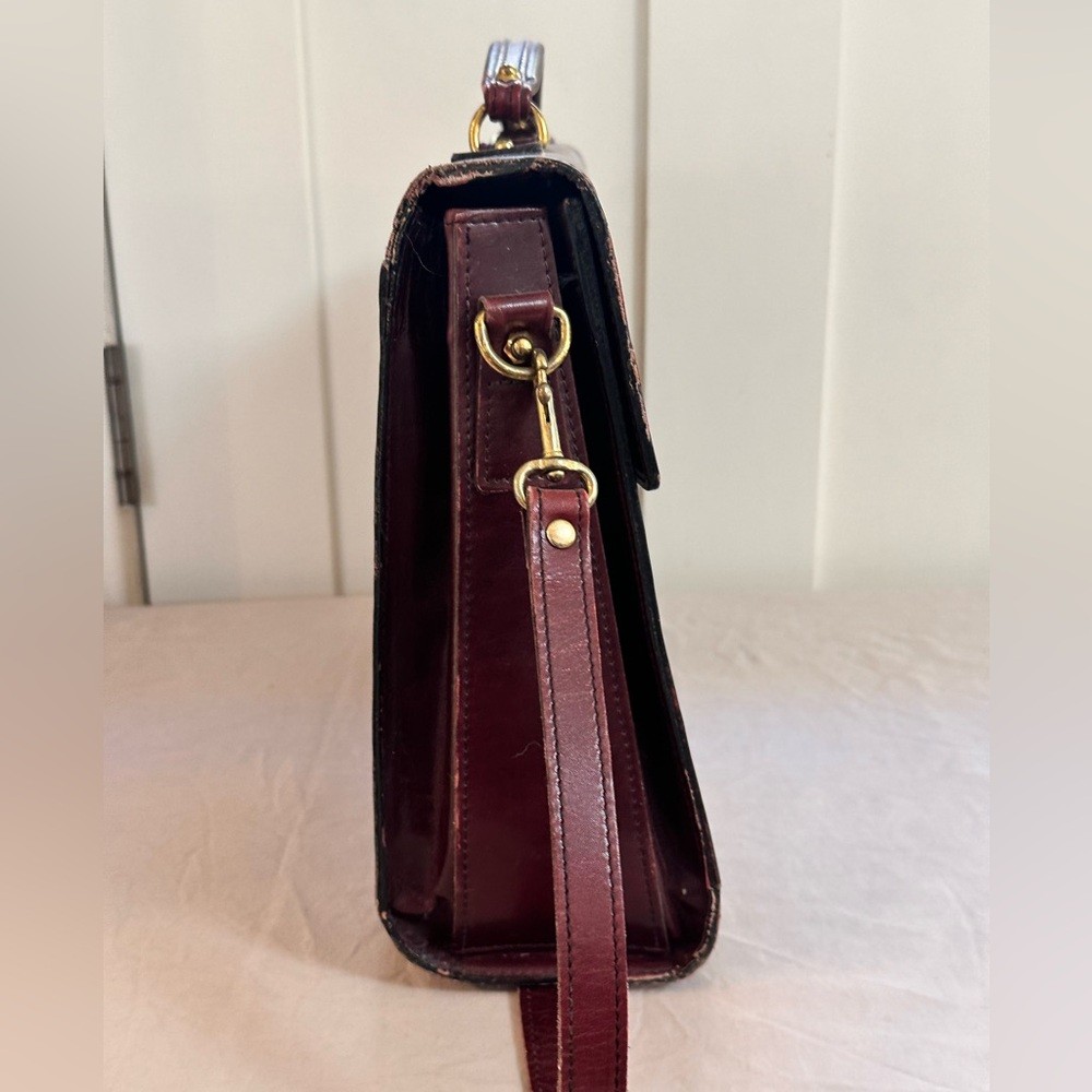 Schlesinger Full Grain Cowhide Burgundy Leather Briefcase Satchel Made in USA