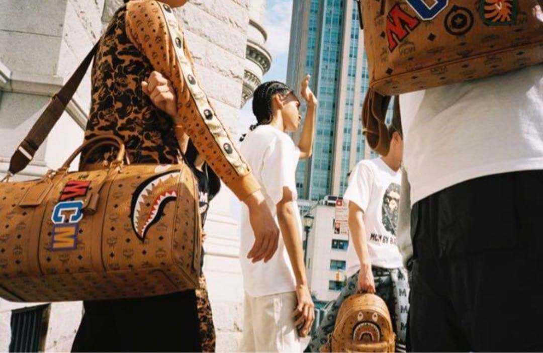 MCM A BATHING APE Boston Bag Rare Vintage Collaboration 50cm