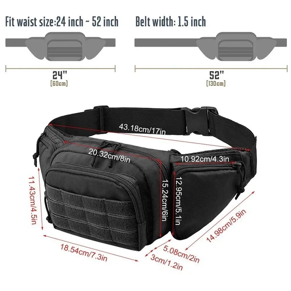 Tactical Multi-Function Waist Pack Fanny Bag Nylon Shoulder Men Hiking Sports