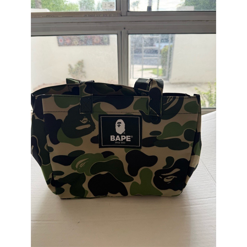 A Bathing Ape BAPE Mini Tote Bag Womens Green Camo Ape Head Logo 12x8x6
