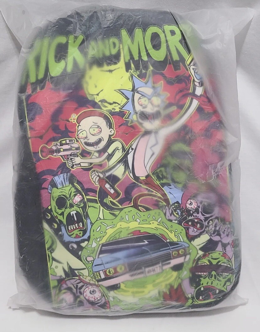Rick and Morty Acid Trip Reversible Rare Backpack W/Coin Purse(2) – New!