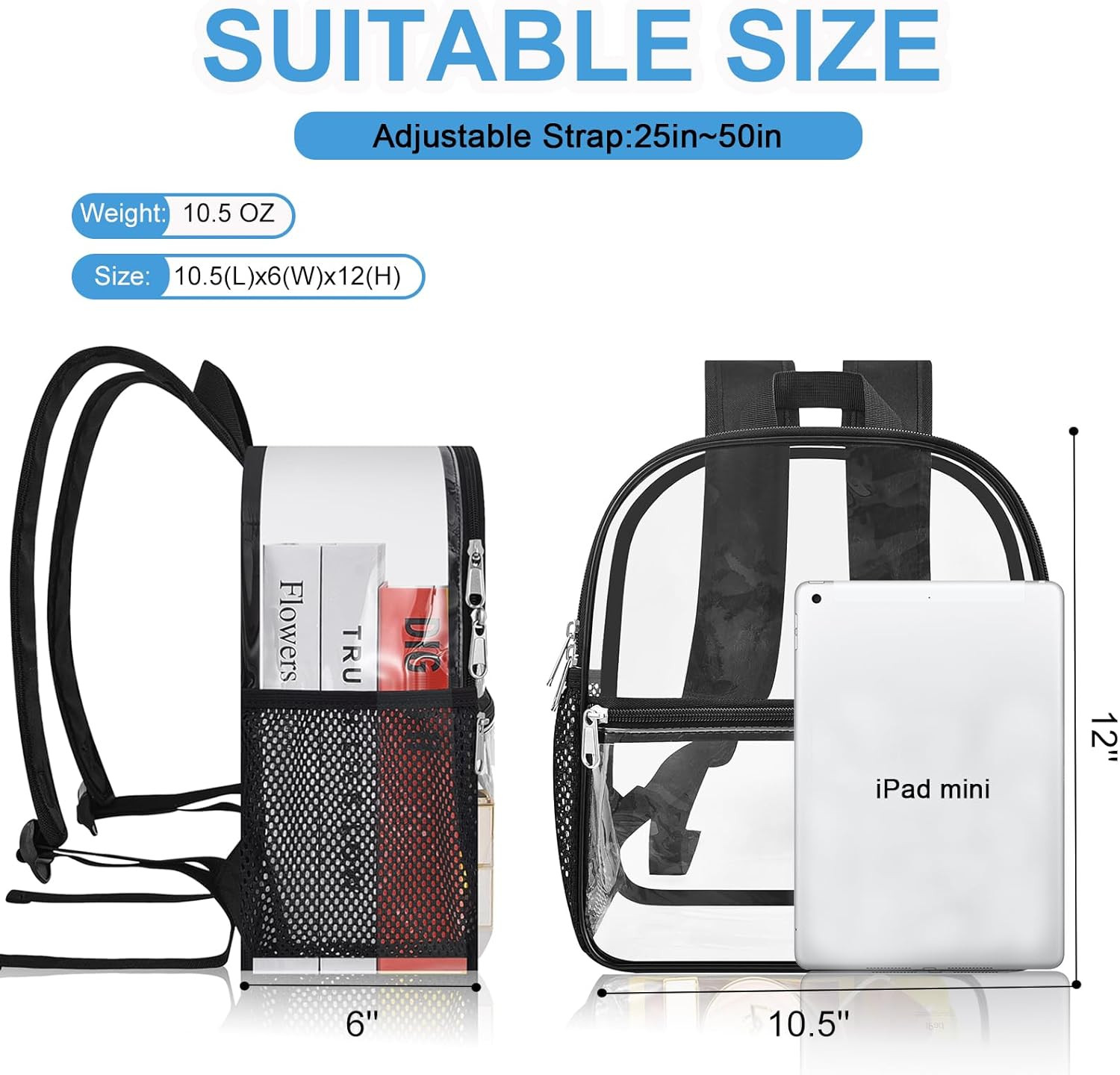 Clear Backpack for Stadium Events – 12x12x6, Mini Small Clear Bag Sports Fan Bac