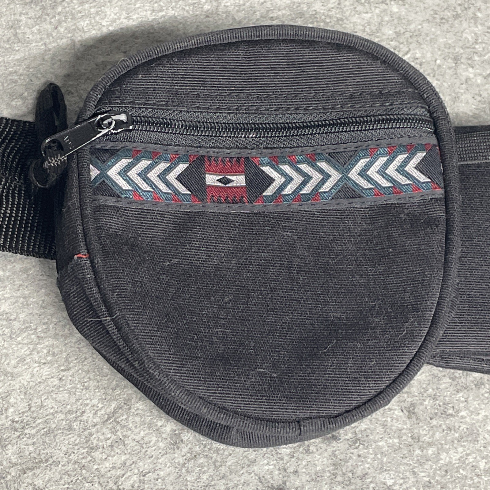 Vtg Trailmaker Fanny Pack Hip Bag Black w/Water Bottle Holder 90s Aztec Gorpcore