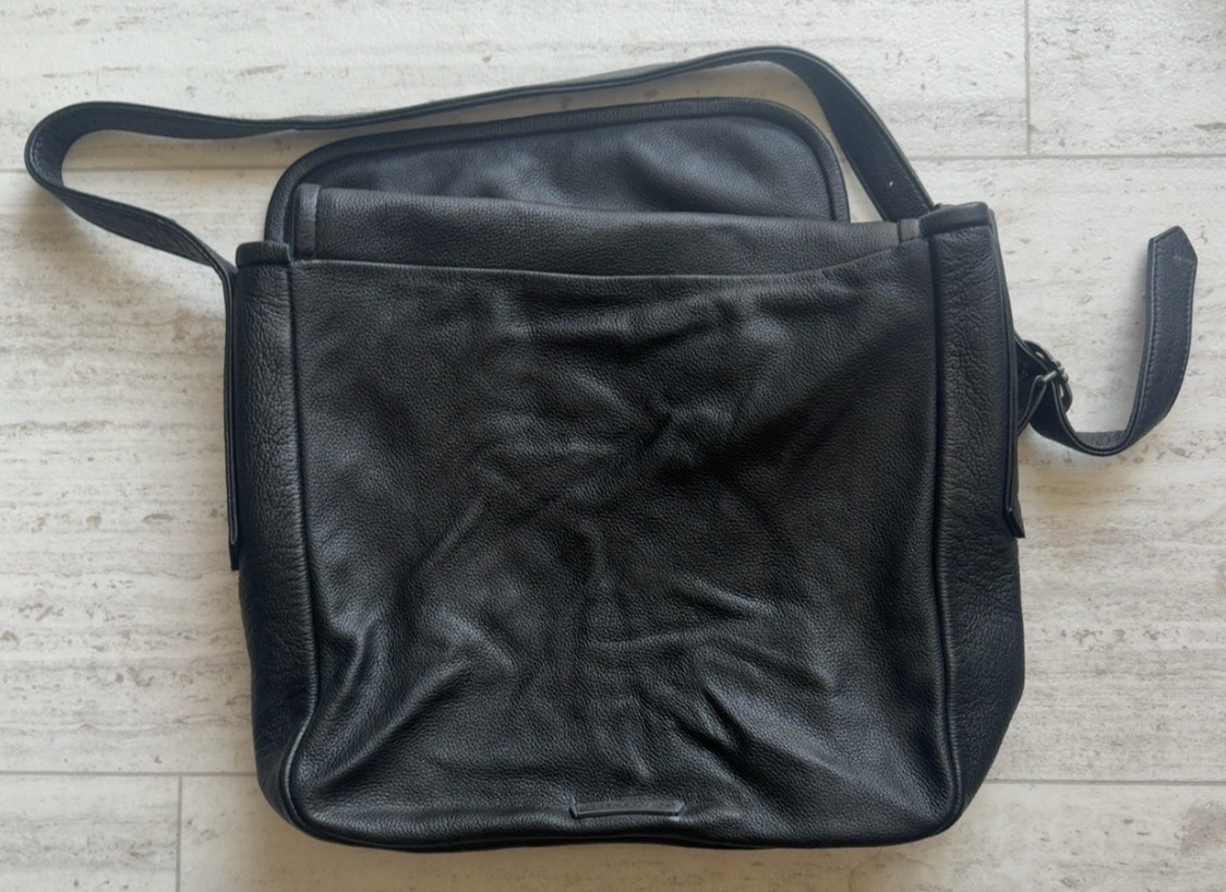 Chrome Hearts Black Leather Messenger Crossbody Bag Sterling Silver Dagger Rare