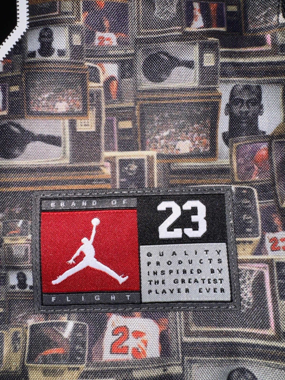 Jordan 23 Black Multicolor Graphic Print Drawstring Bag Large Lightweight Strap