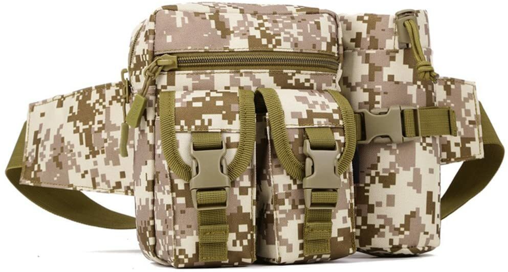 Tactical Waist Pack Pouch With Water Bottle Pocket Holder Waterproof Belt Bag US