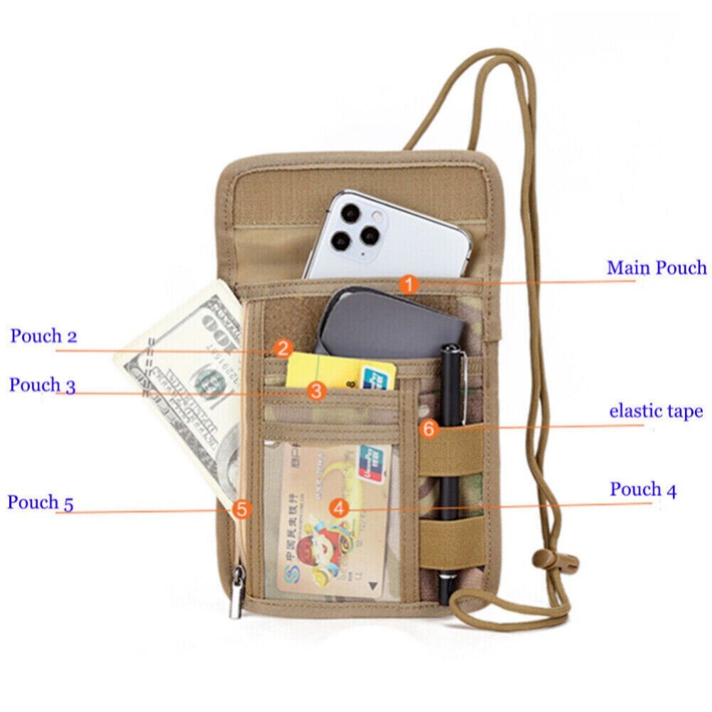 Tactical ID Credit Card Holder Case Passport Purse Chest Hanging Wallet Pouch