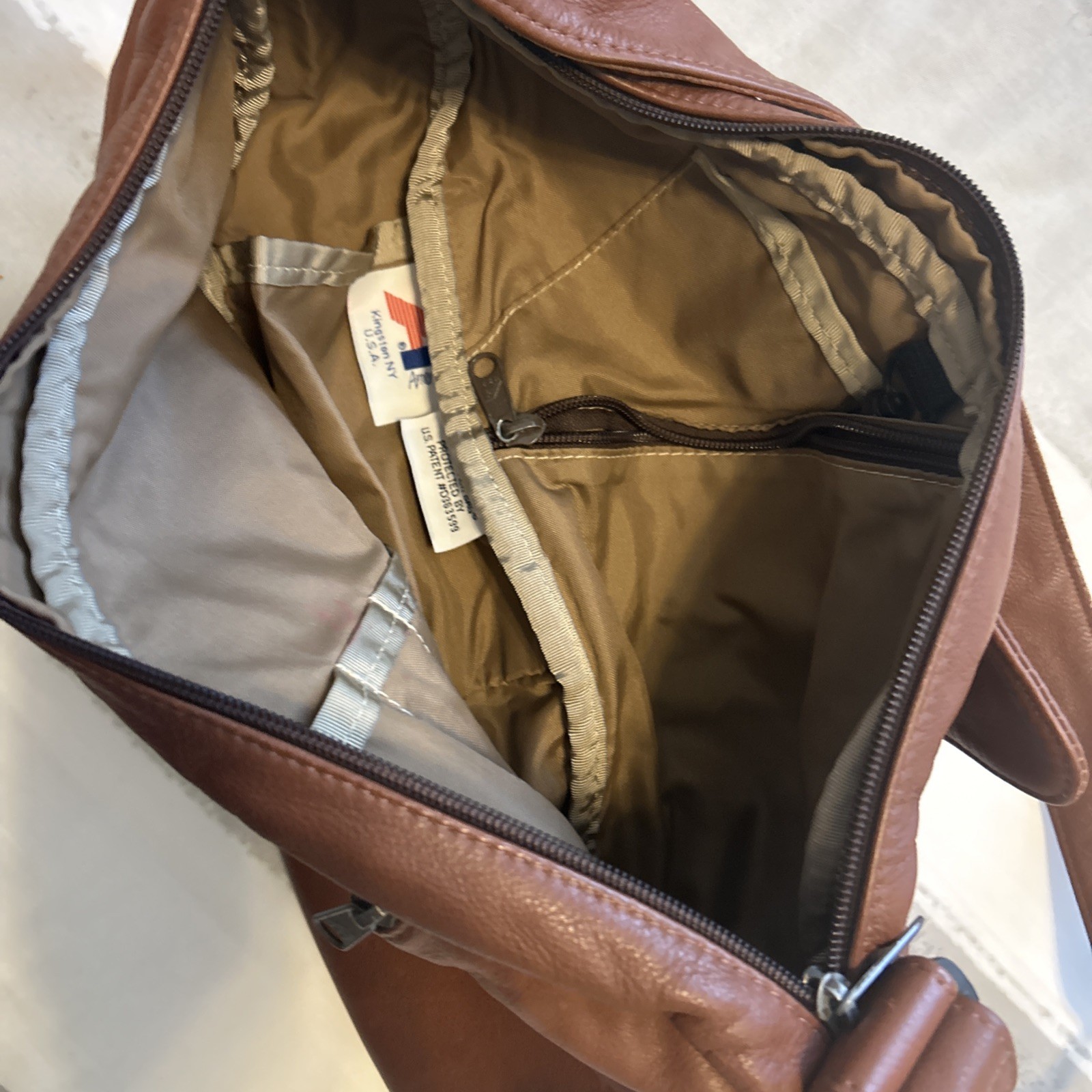 Brown 17×12 Adjustable Strap Ameribag Leather Sling Bag Roomy USA