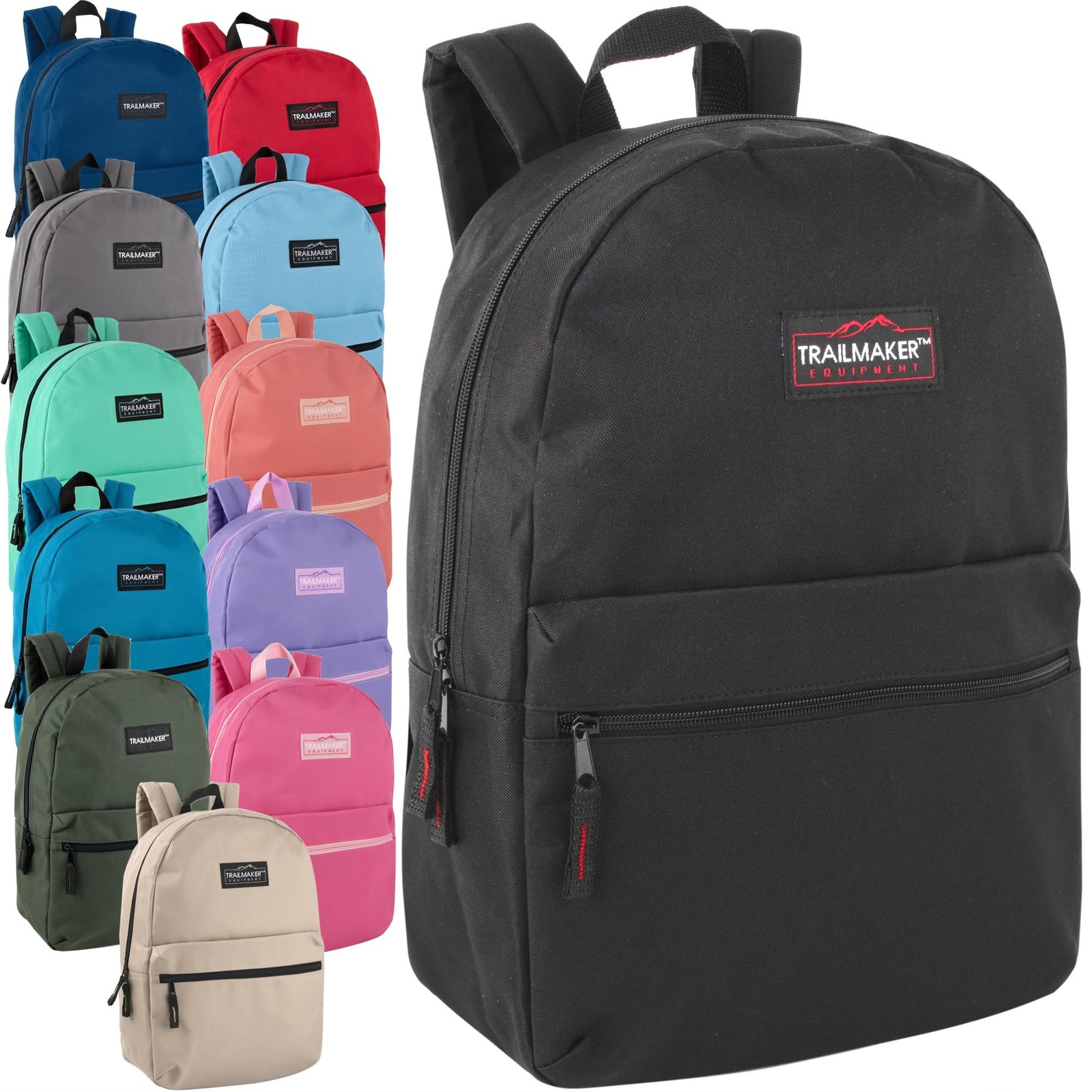 Trail maker 24 Pack- Classic 17 Inch Backpacks in Bulk Wholesale Back Packs f…