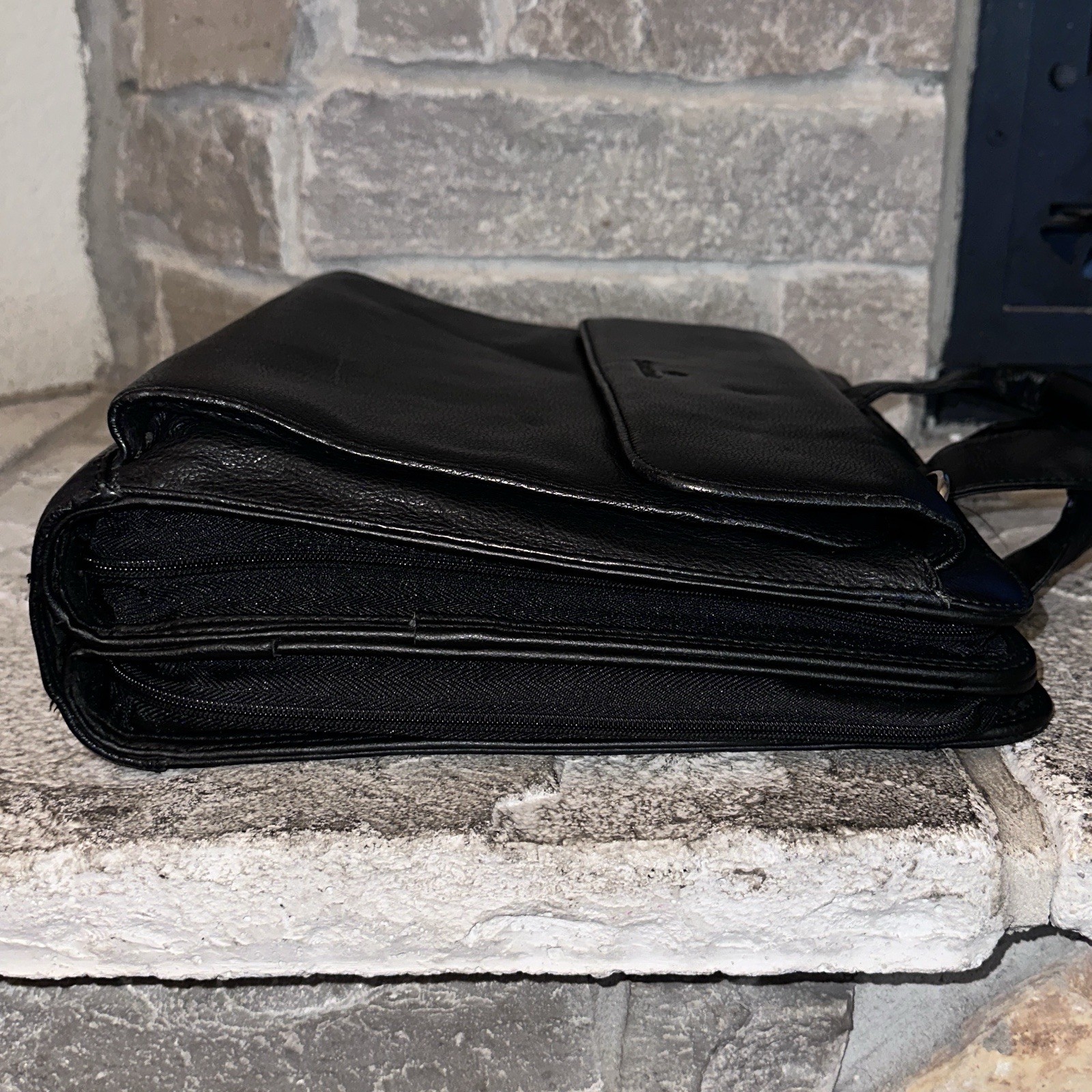 Samsonite Black Grain Leather Laptop Bag Briefcase 3-Ring Organizer 14x11x5”