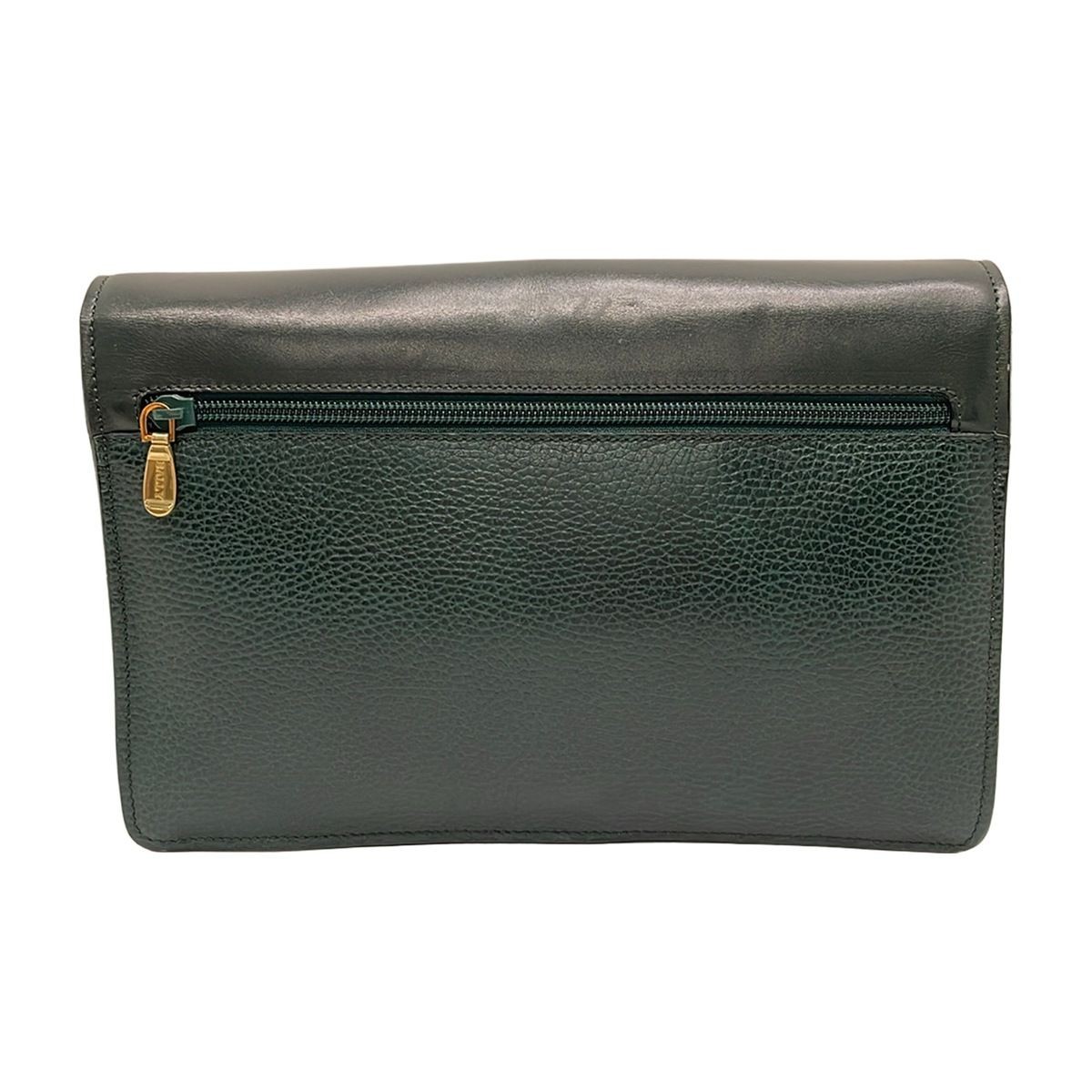 Authentic BALLY Dark Green Leather 2Way Shoulder Bag Approx. 18cm x 27.5cm x 6cm