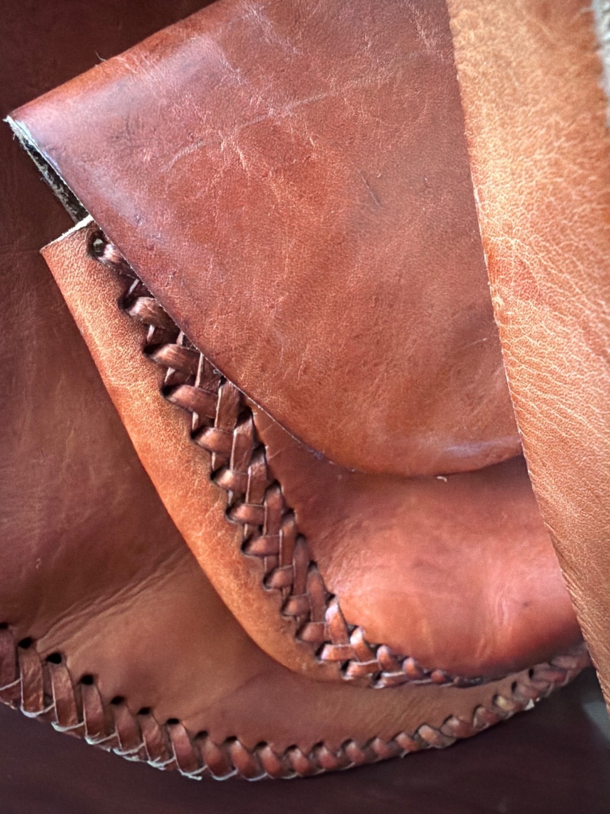 Vintage Handmade Full Grain Cognac Leather Duffel Barrel Travel Bag 20″