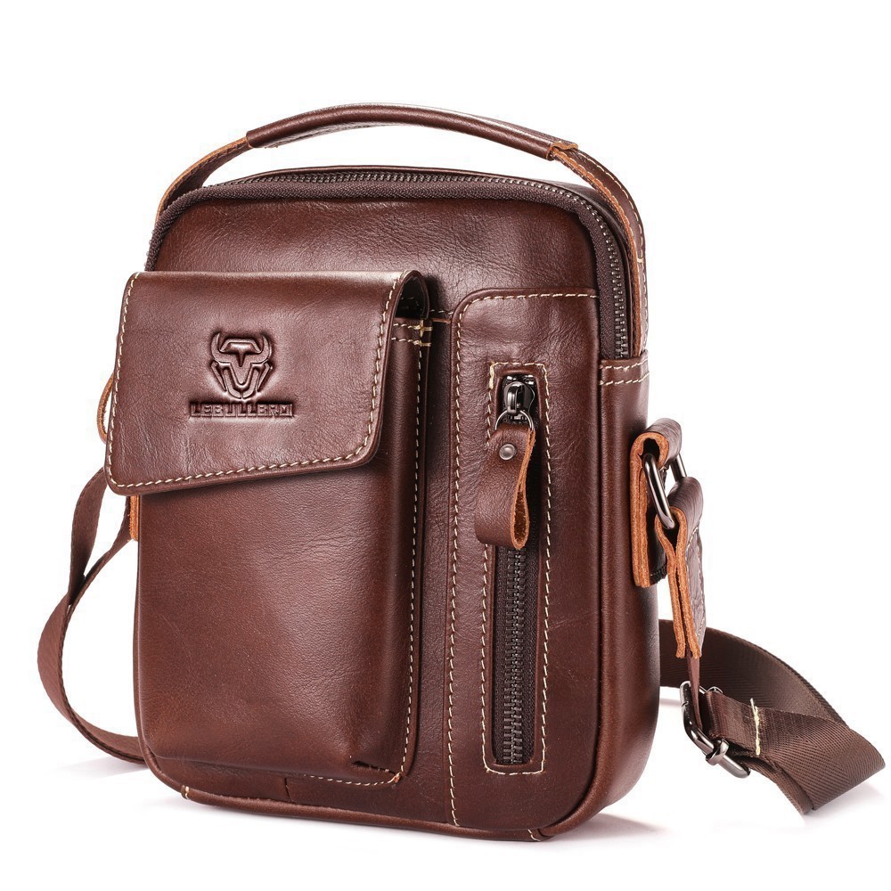LEBULLBRO Men’s Genuine Leather Crossbody Bag Sling Bag & Shoulder Chest Bag