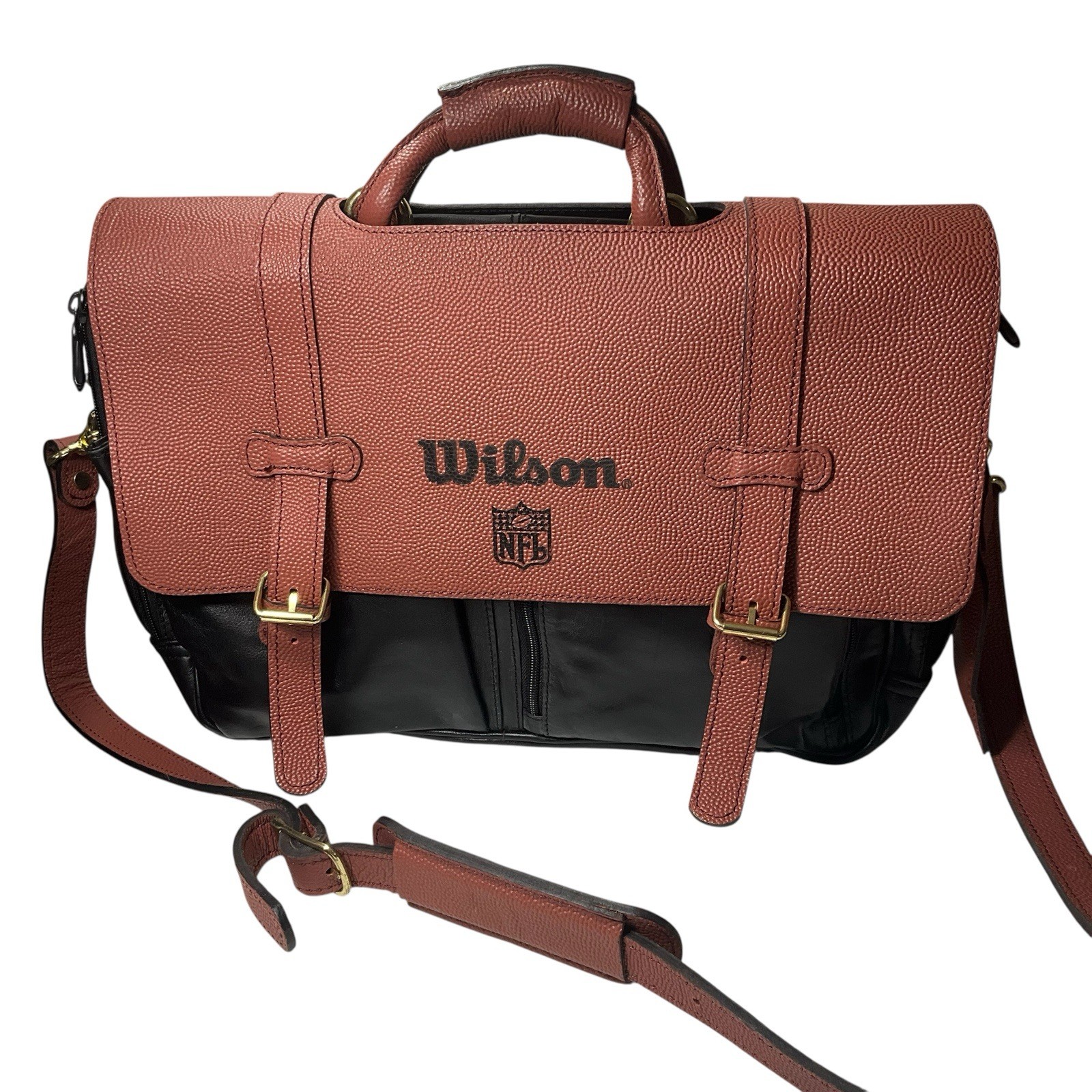 Wilson NFL Football Pebbled Pigskin Leather Messenger Bag Briefcase