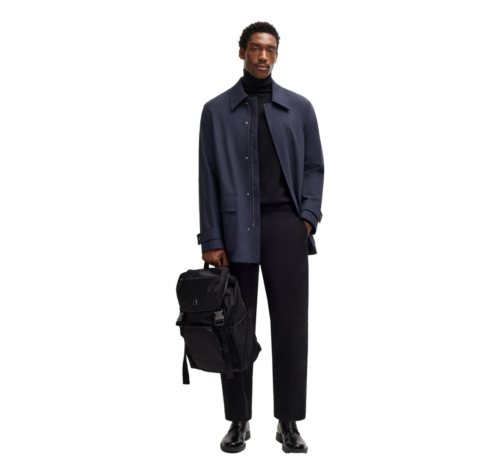 BOSS Men’s Multi-Pocket Backpack Finished With Double B Monogram 50516809 Black