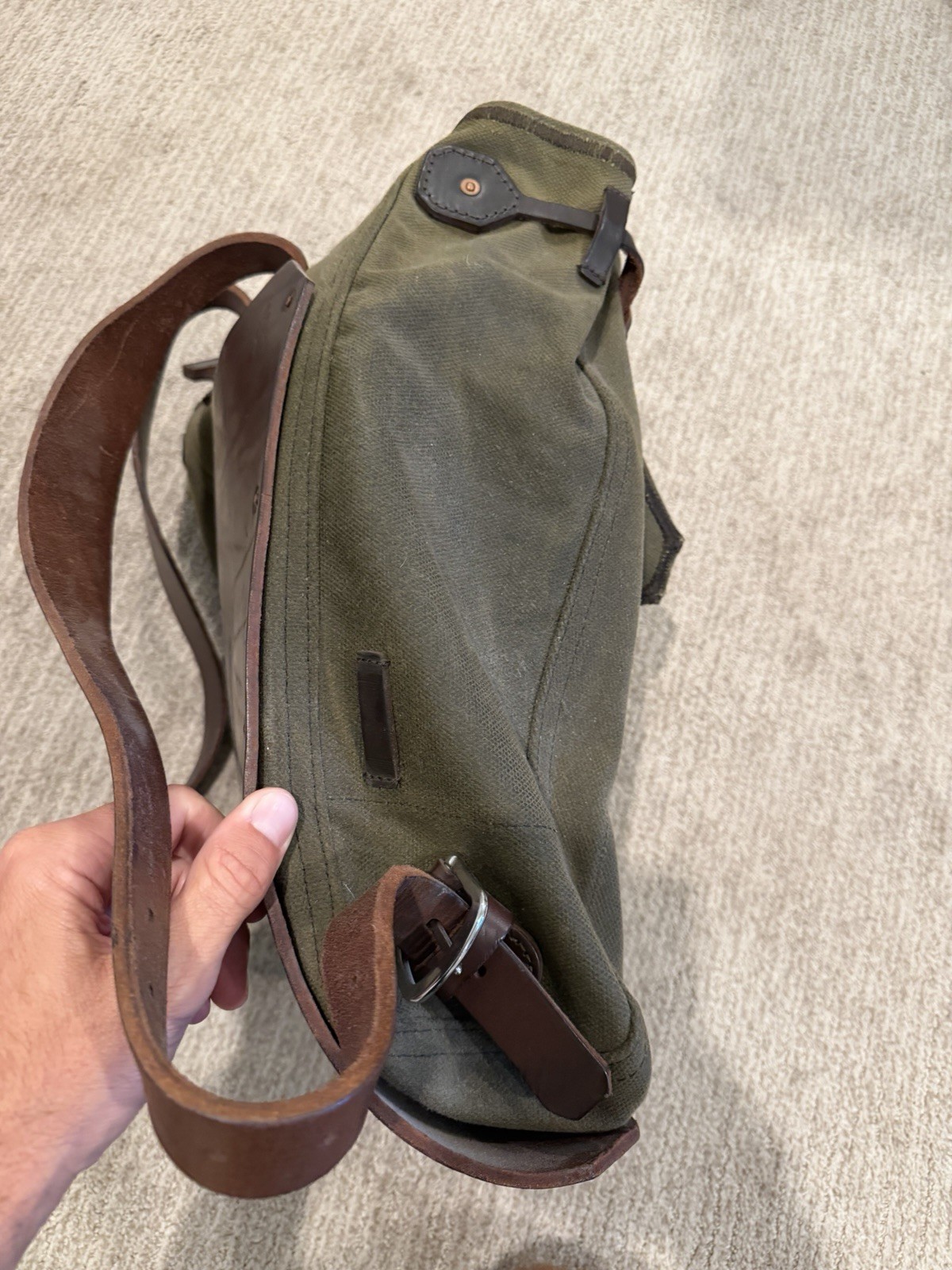 Saddleback Leather “Simple” Waxed Canvas Backpack in the Moss Green