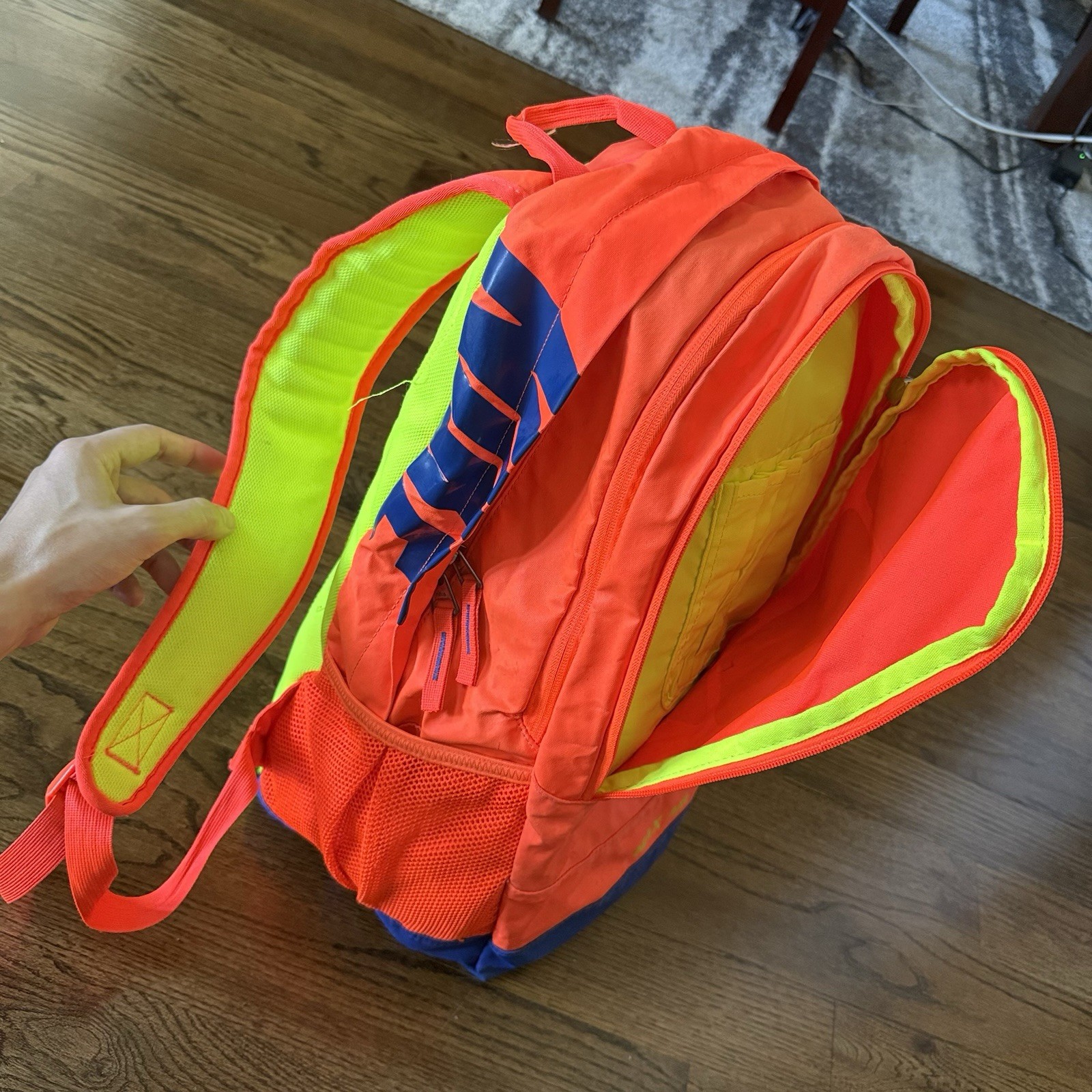 Nike Max Air Backpack Orange Blue Neon School Gym Travel Bag Unisex