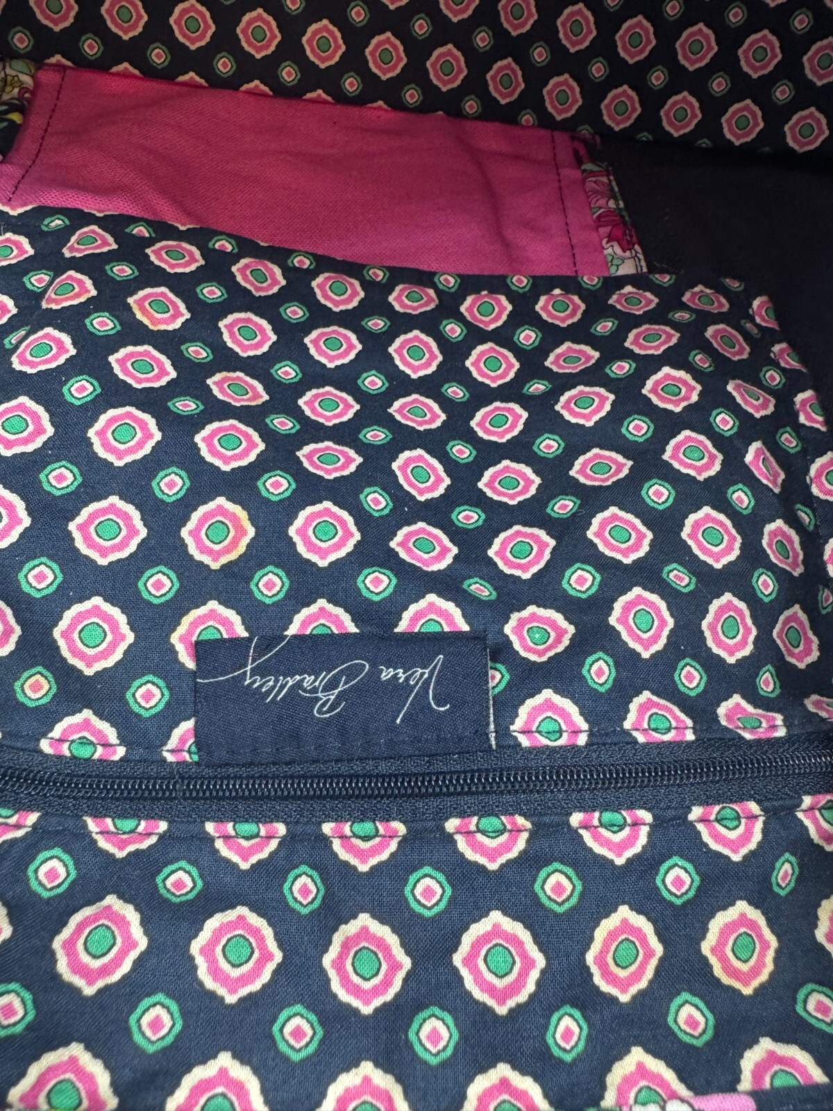 Vera Bradley Weekender Handbag Blue Pink Duffle Shoulder Bag