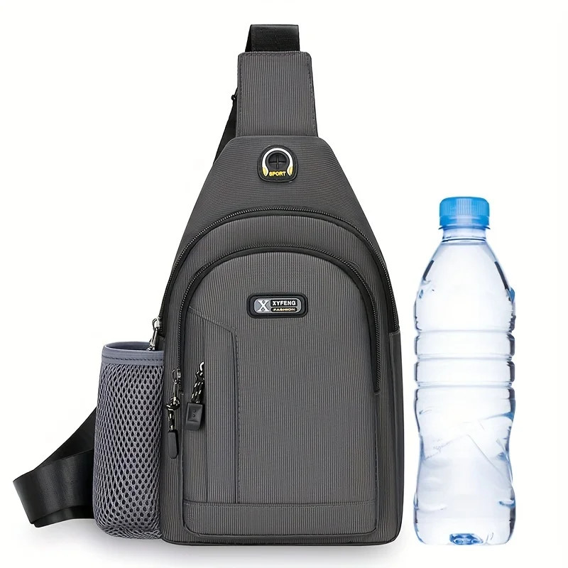 1pcs Men’s Crossbody Chest Bag Oxford Cloth with Water Bottle Holder Anti Theft