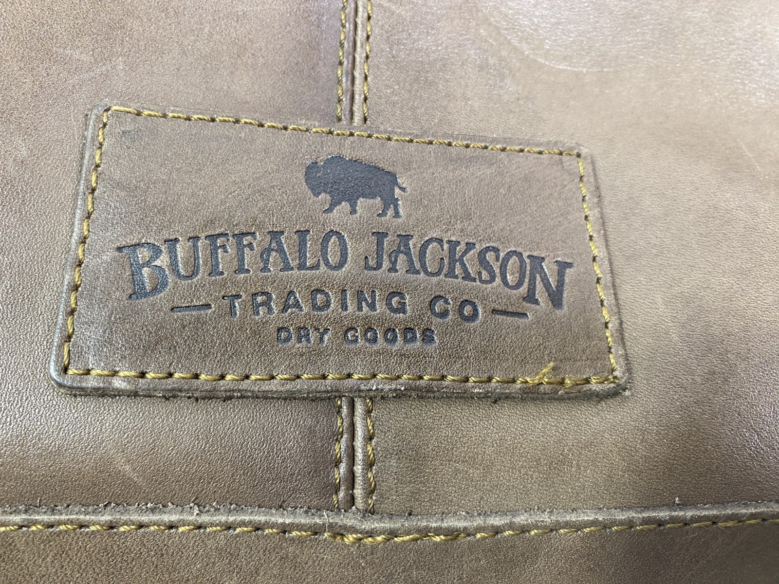Buffalo Jackson Trading Co. Roosevelt Leather Messenger Laptop Bag Taupe