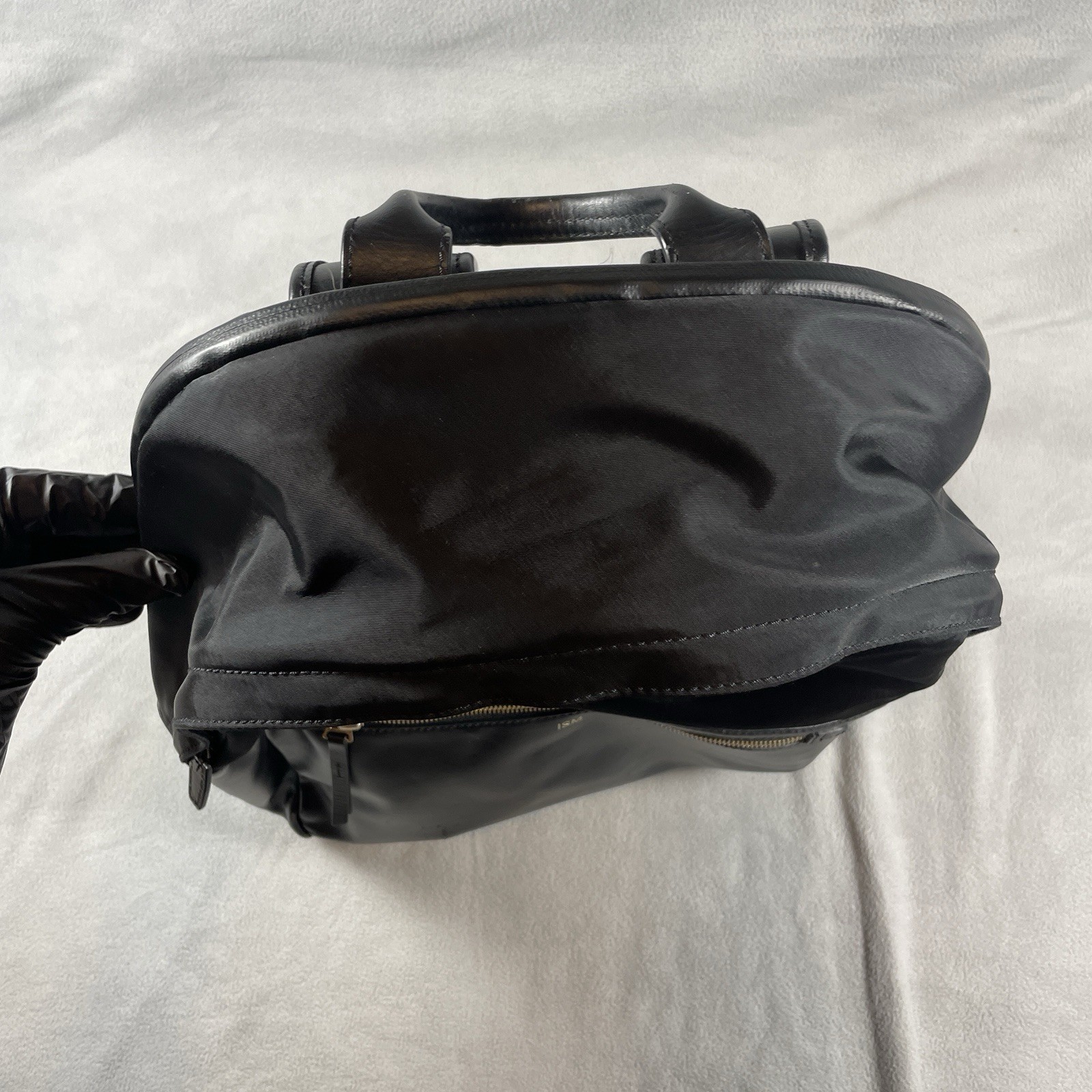 ISM Classic Luxury Backpack Leather Laptop Travel Commute Black Preowned