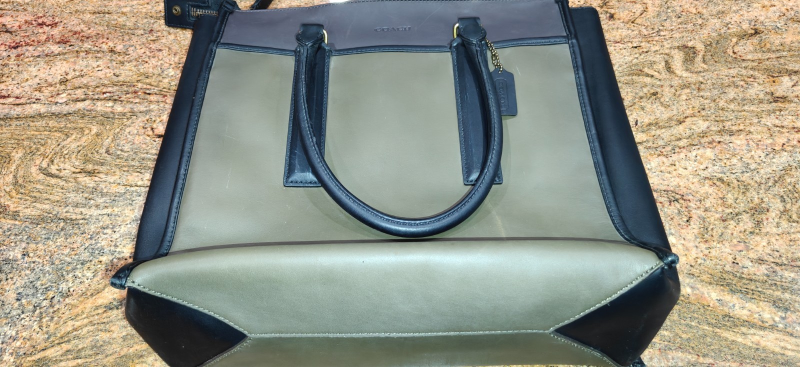 Coach Genuine Leather Tote Style 70725 Olive Black Structured Bag