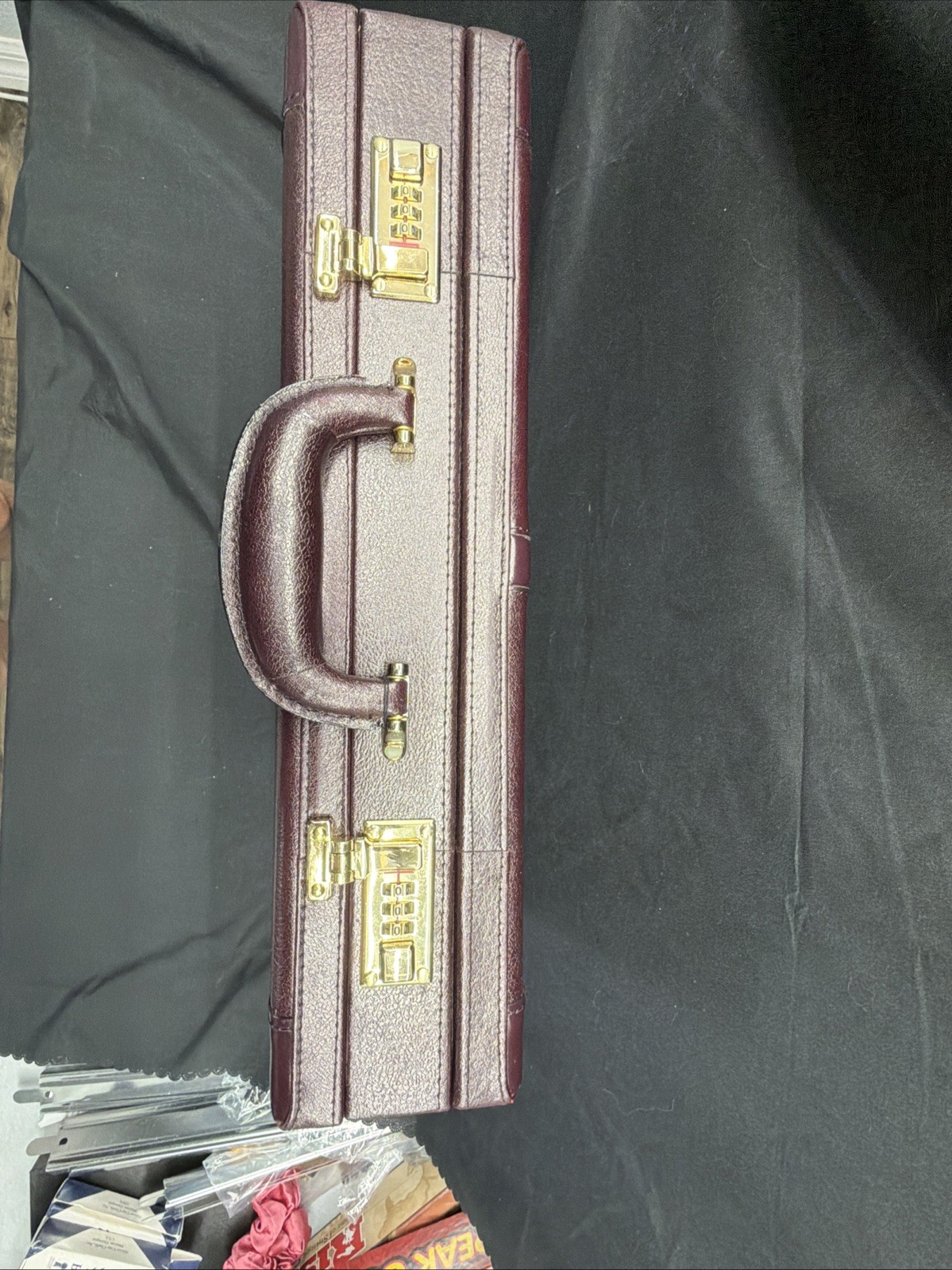 Leather Attache Briefcase Combination Locks Hard Case