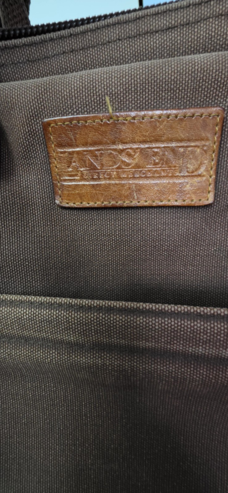 Vintage LANDS’ END Brown Canvas & Tan Leather Attache Bag