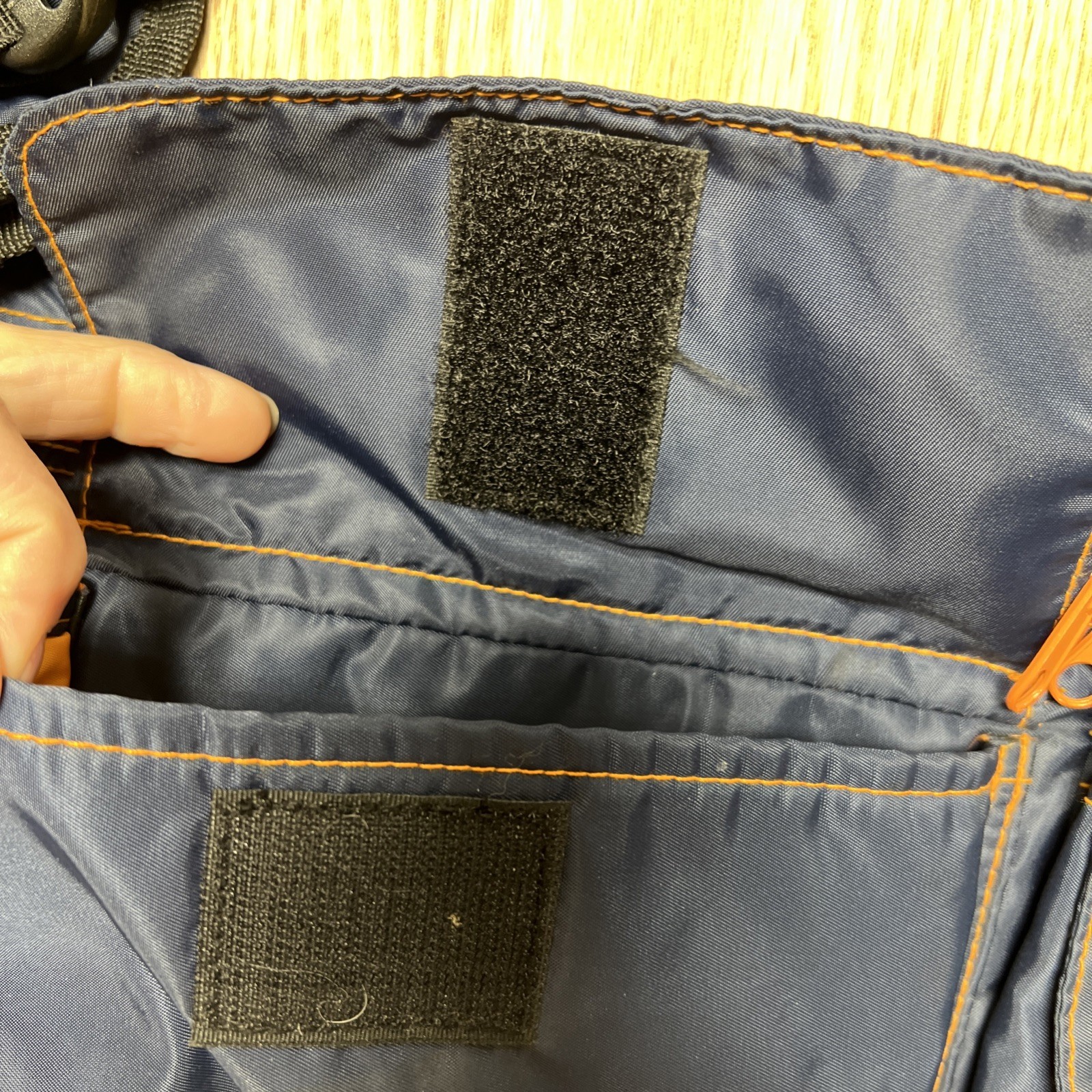 Silver Medium Messenger Bag – Blue/Orange Shoulder Strap And Waist Belt