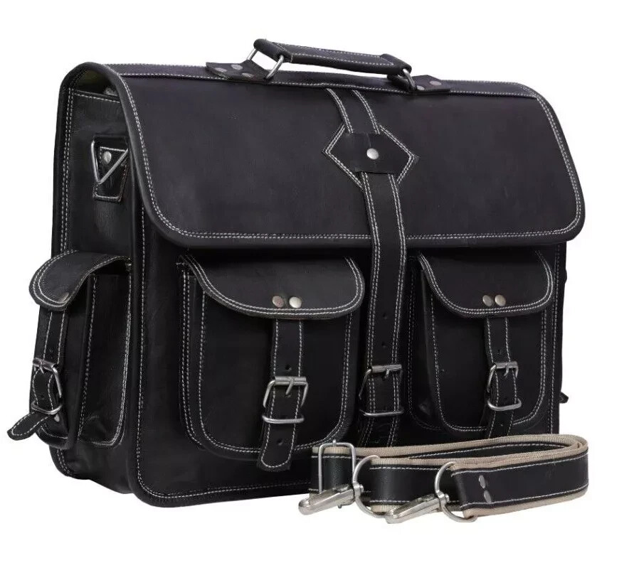 Classic Vintage Leather Messenger Bag – Unisex Satchel for Laptop & Briefcase