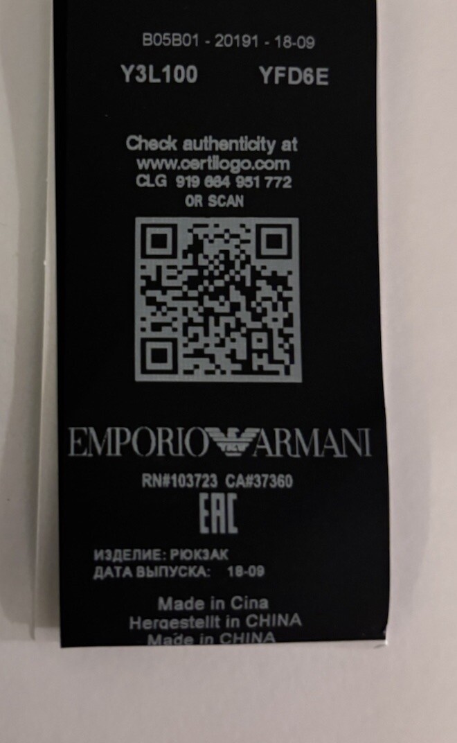 NWT $416 emporio armani backpack Polyurethane Leather