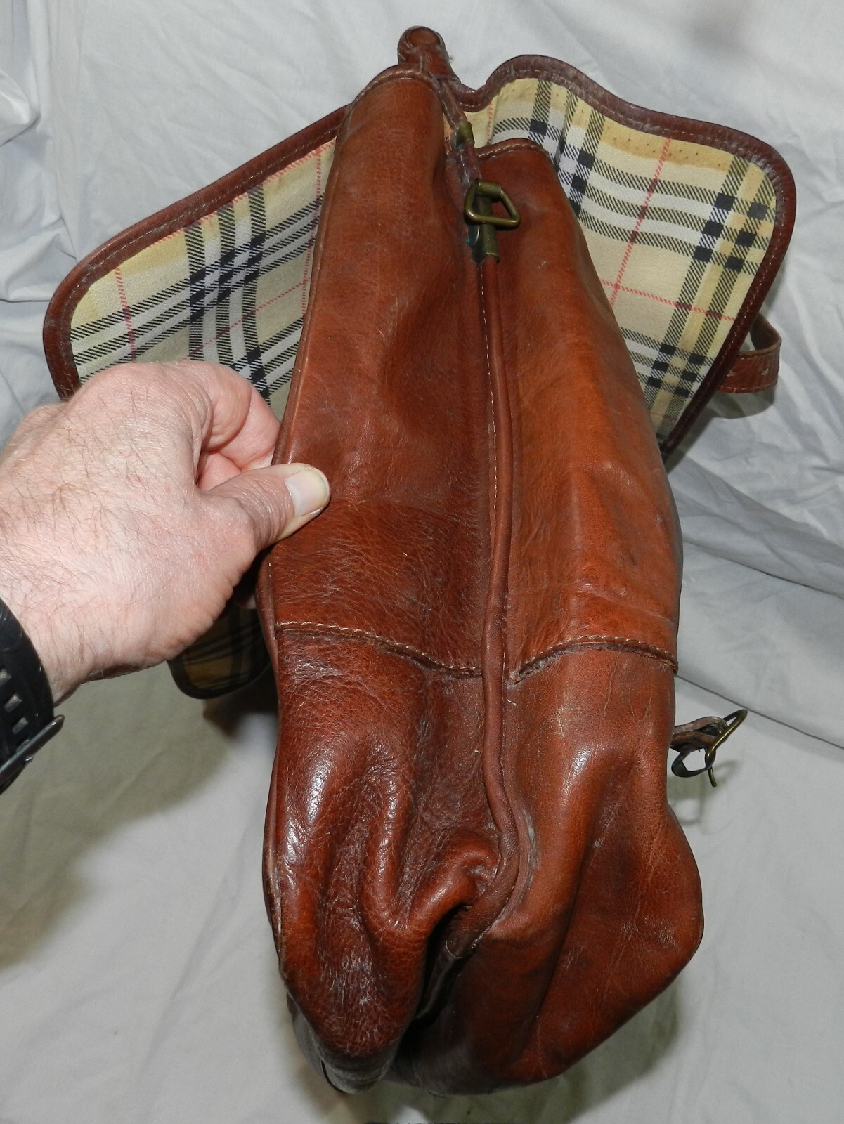 Vintage 2 sided Leather Soft-side Briefcase – Unknown Maker – 20″ X 13″ X 7″