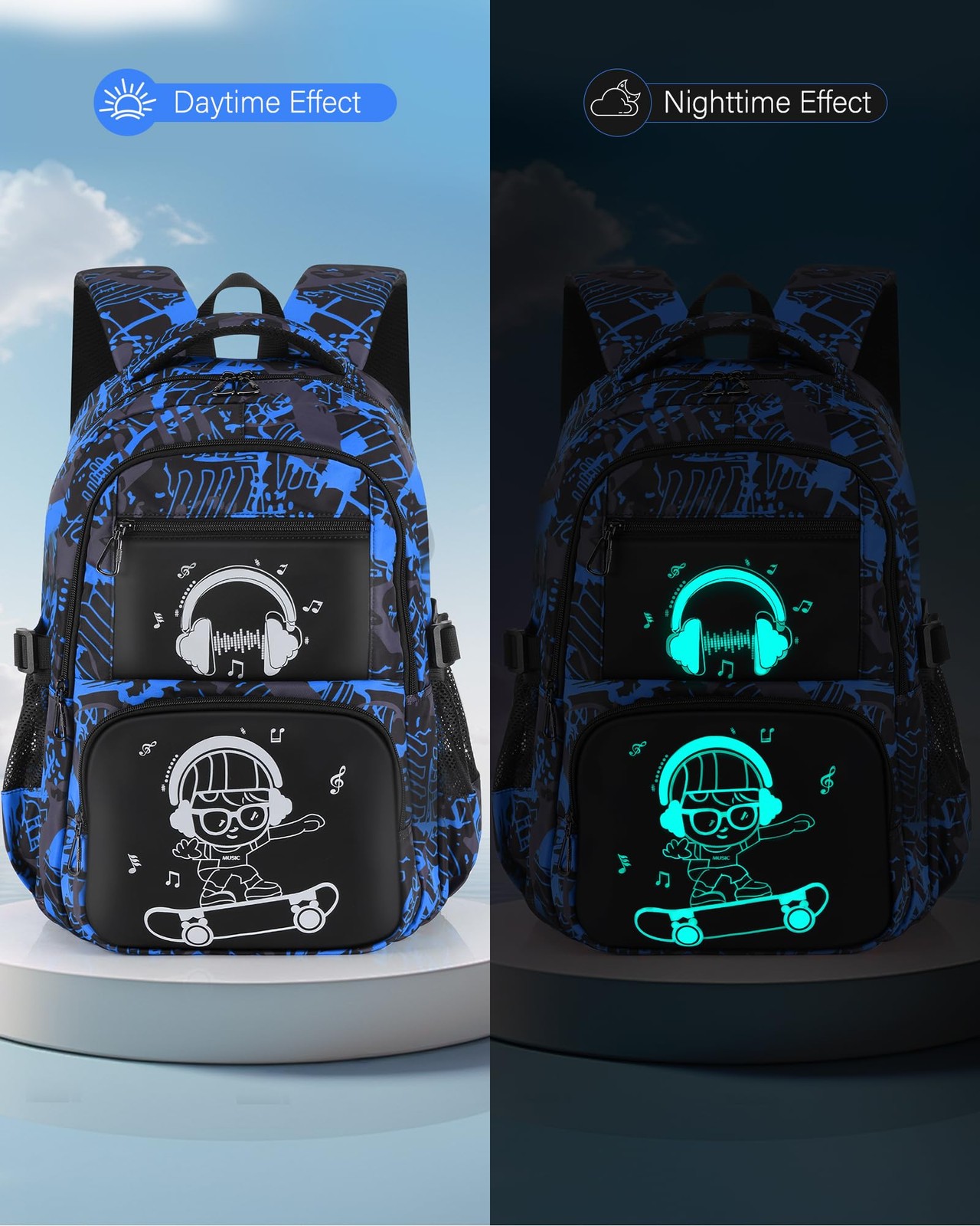 School Backpack Boys Camo Bookbag Teens Middle School Waterproof Travel Blue