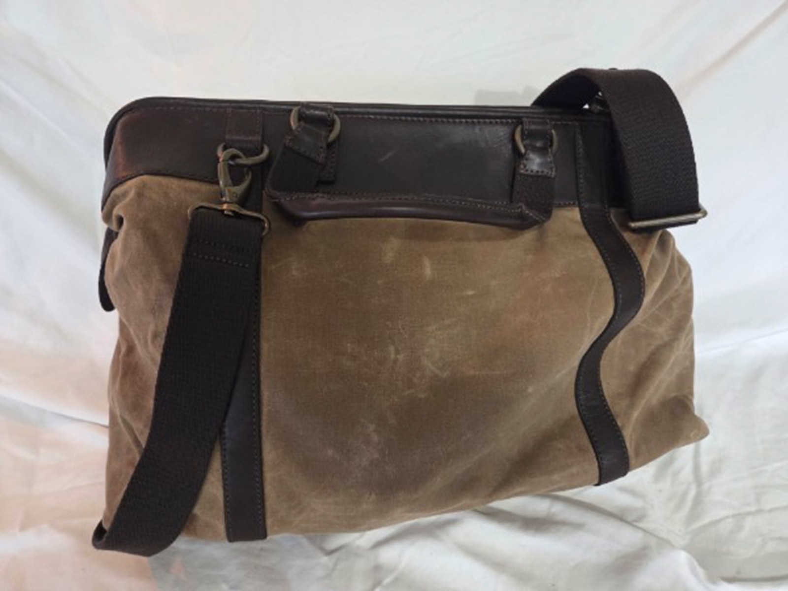 Fossil Summit Waxed Canvas & Leather Duffle Bag NWT Travel Weekender Carry-On