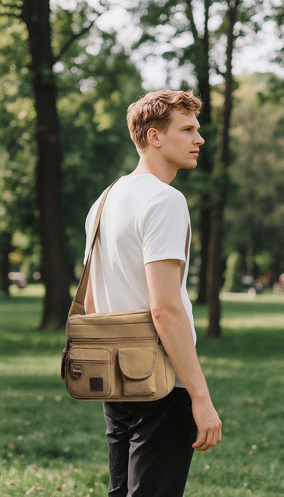 Men’s Canvas Cross Body Bag Messenger Shoulder Book Bags School Satchel Vintage
