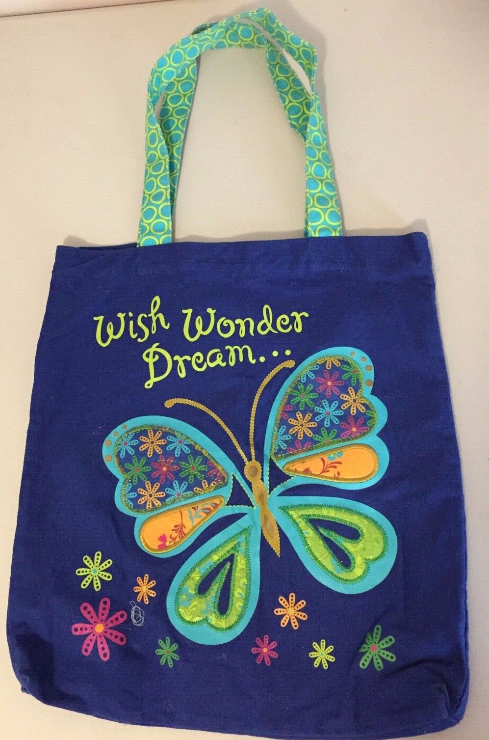 BUTTERFLY Wish Wonder Dream… cloth book tote carry bag 14.5″W x 15″H