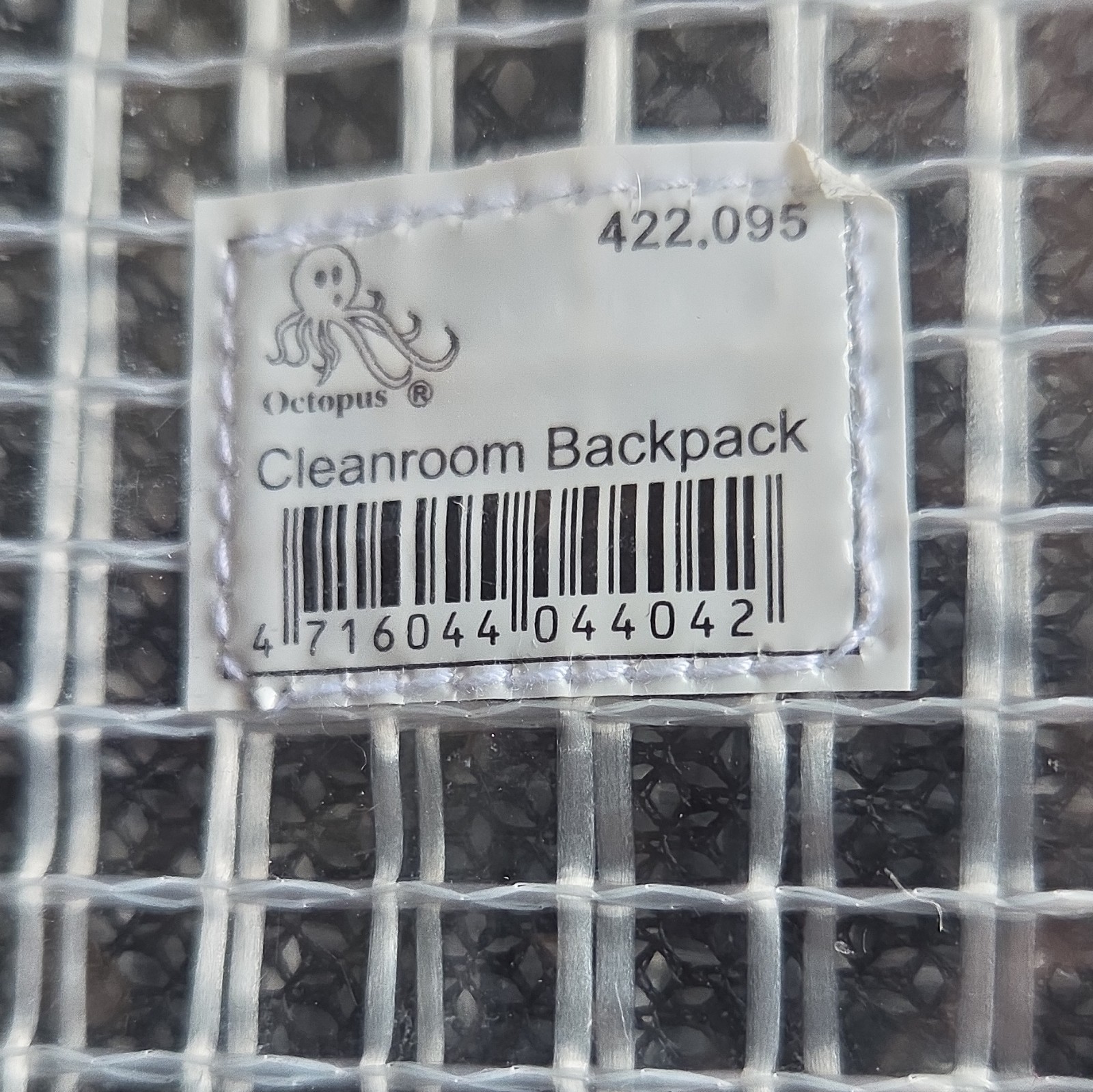 Clear Cleanroom Mesh Backpack w/ Black Trim, Zip Closure, Front Pockets