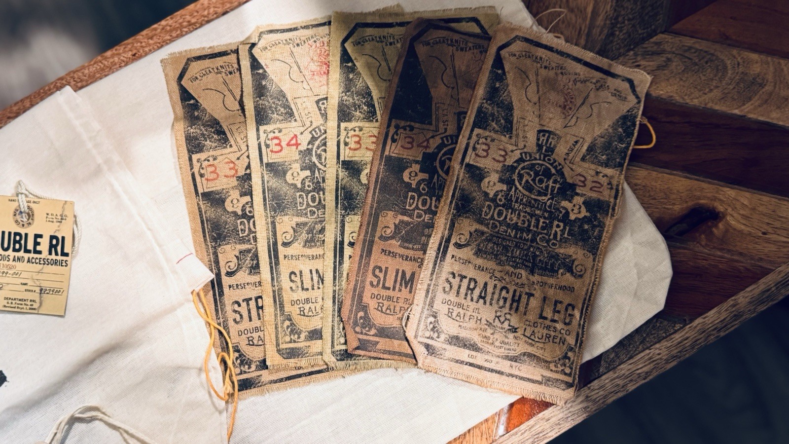 RRL Double RL Drawstring & Paper bags, Vintage Garment Tags Separately Or As Lot