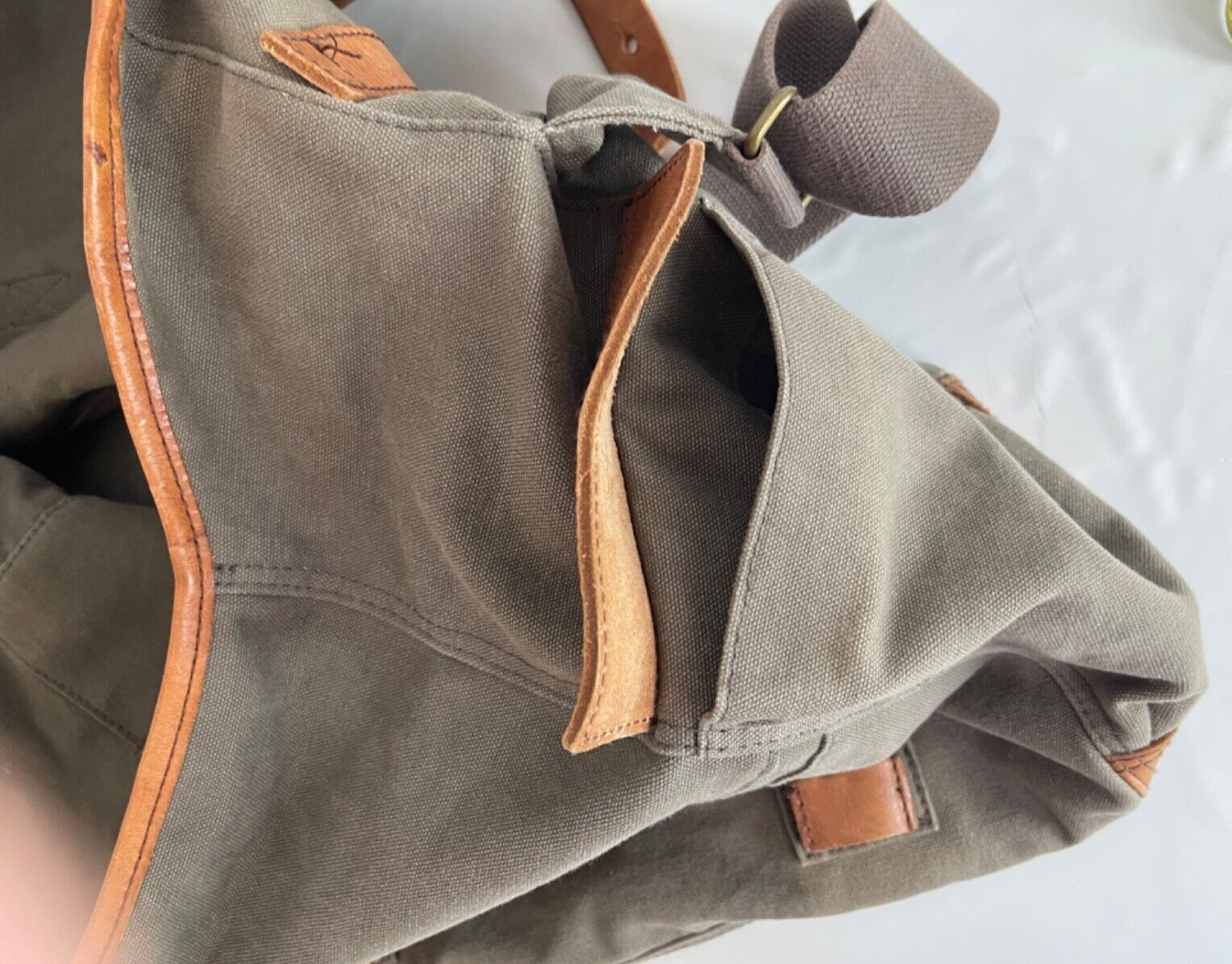 J.Crew Cotton/Leather Duffle bag Olive.