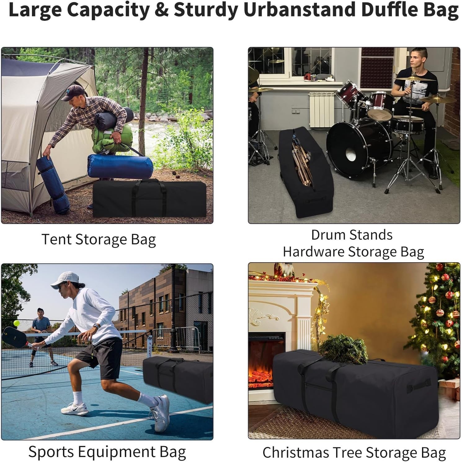 52 Inch Large Duffle Bag for Travel Camping Sport Equipment Storage Bag with 2-W