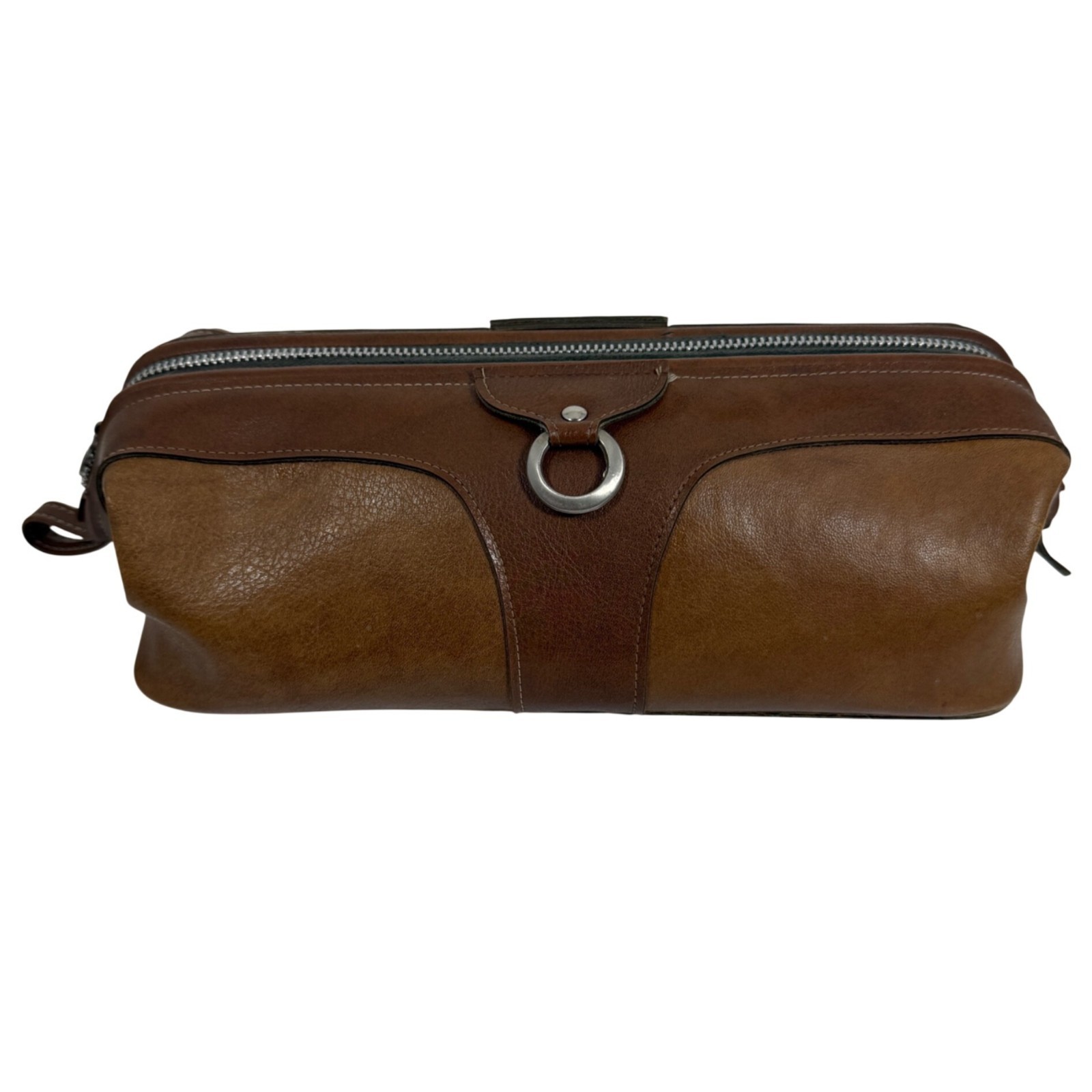 Vintage Rolfs Leather Dopp Kit Toiletry Travel Bag Brown Zip Shave Case FLAWS