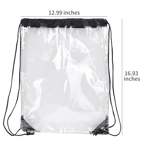 2 Pack Waterproof Clear Stadium Approved Drawstring Bags – See Through PVC