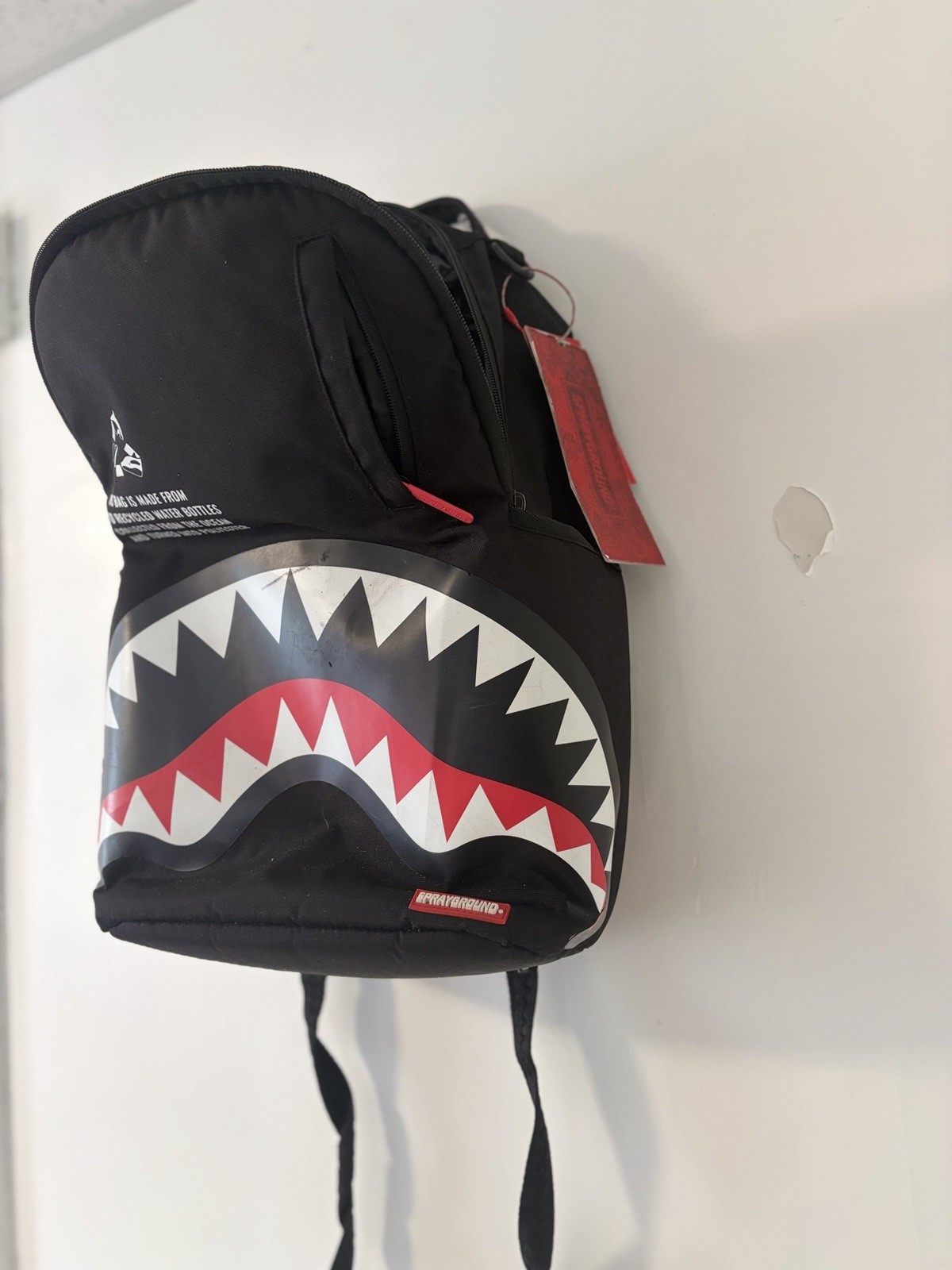 Sprayground Limited Edition Shark Mouth Backpack Black/Red/White Zip Pockets